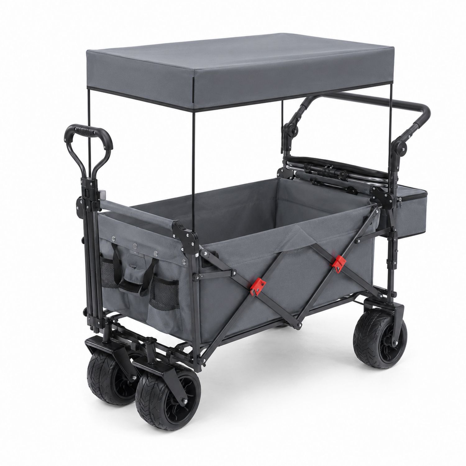 Carrello pieghevole da esterno in acciaio e tessuto grigio