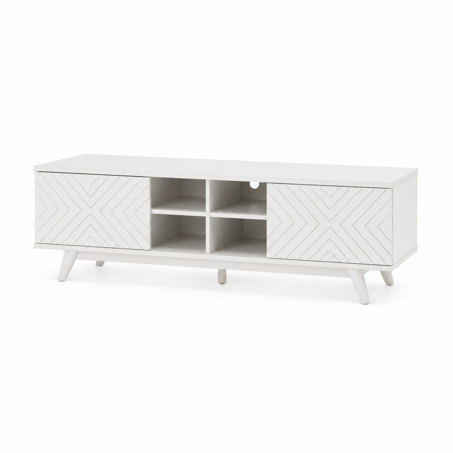 Mobile TV in legno composito bianco con porte scorrevoli