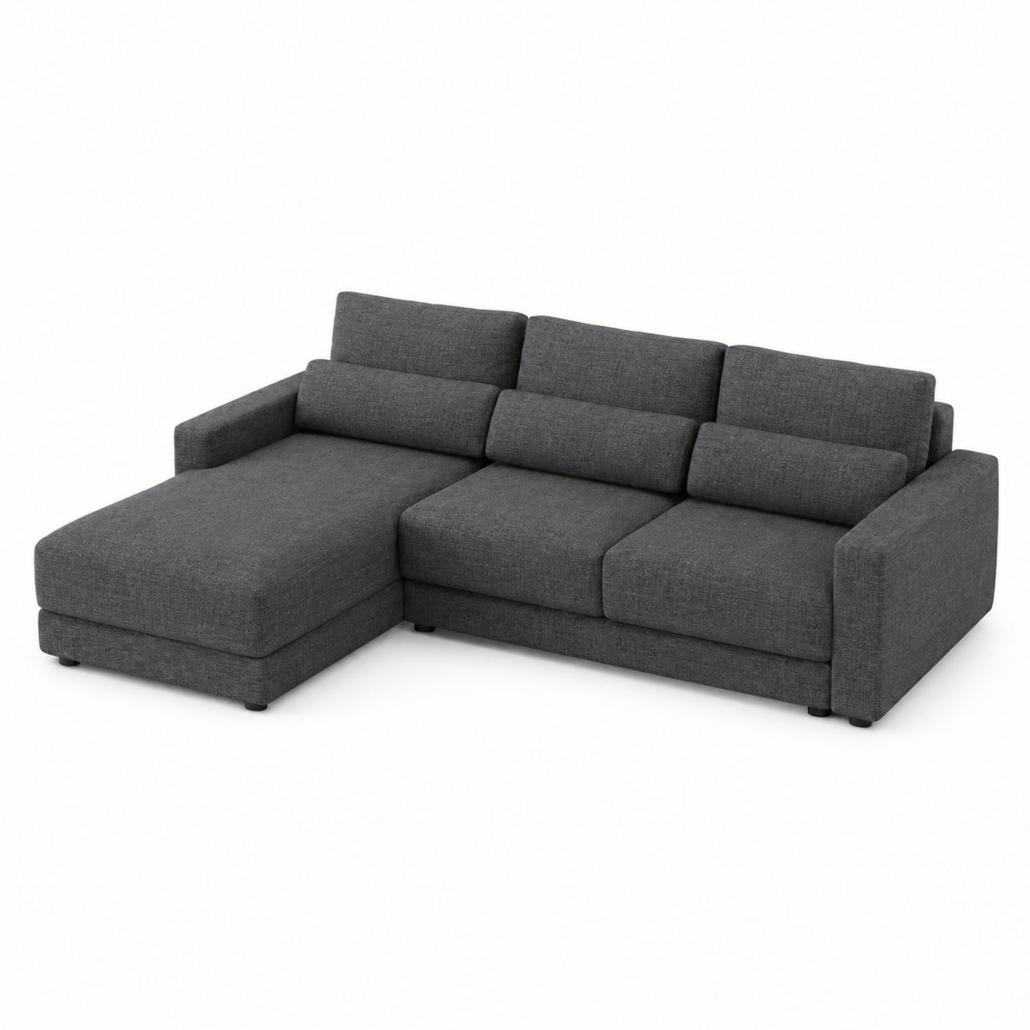 Divano angolare in tessuto con chaise longue