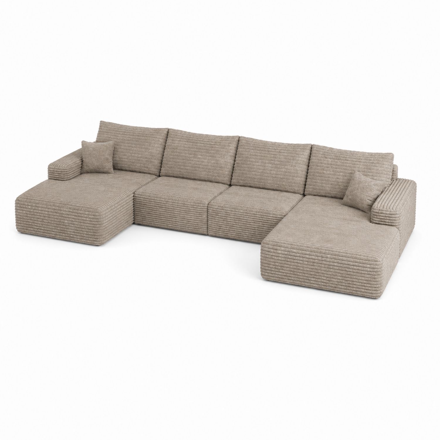 Divano angolare in tessuto beige