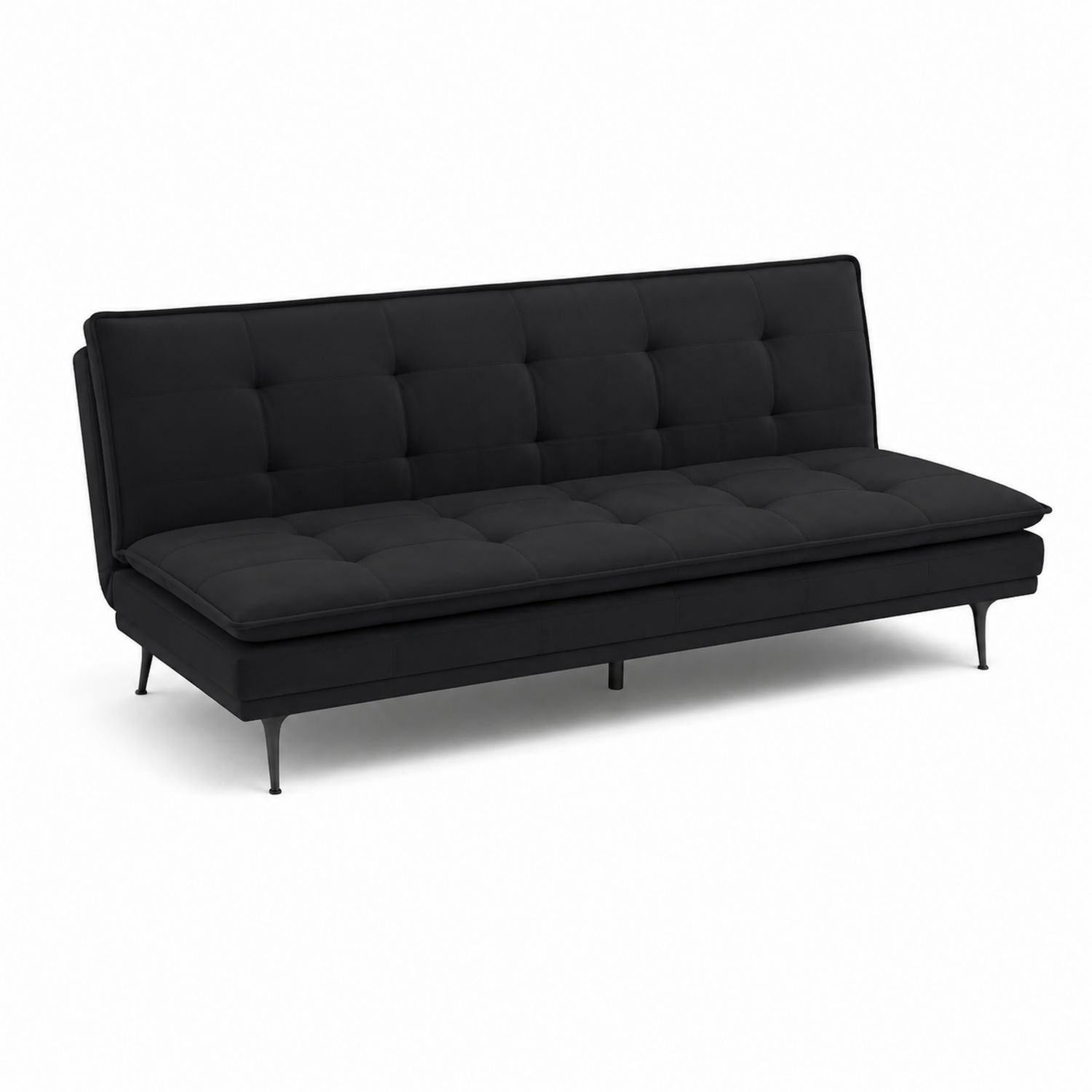 Divano letto in microfibra e metallo nero
