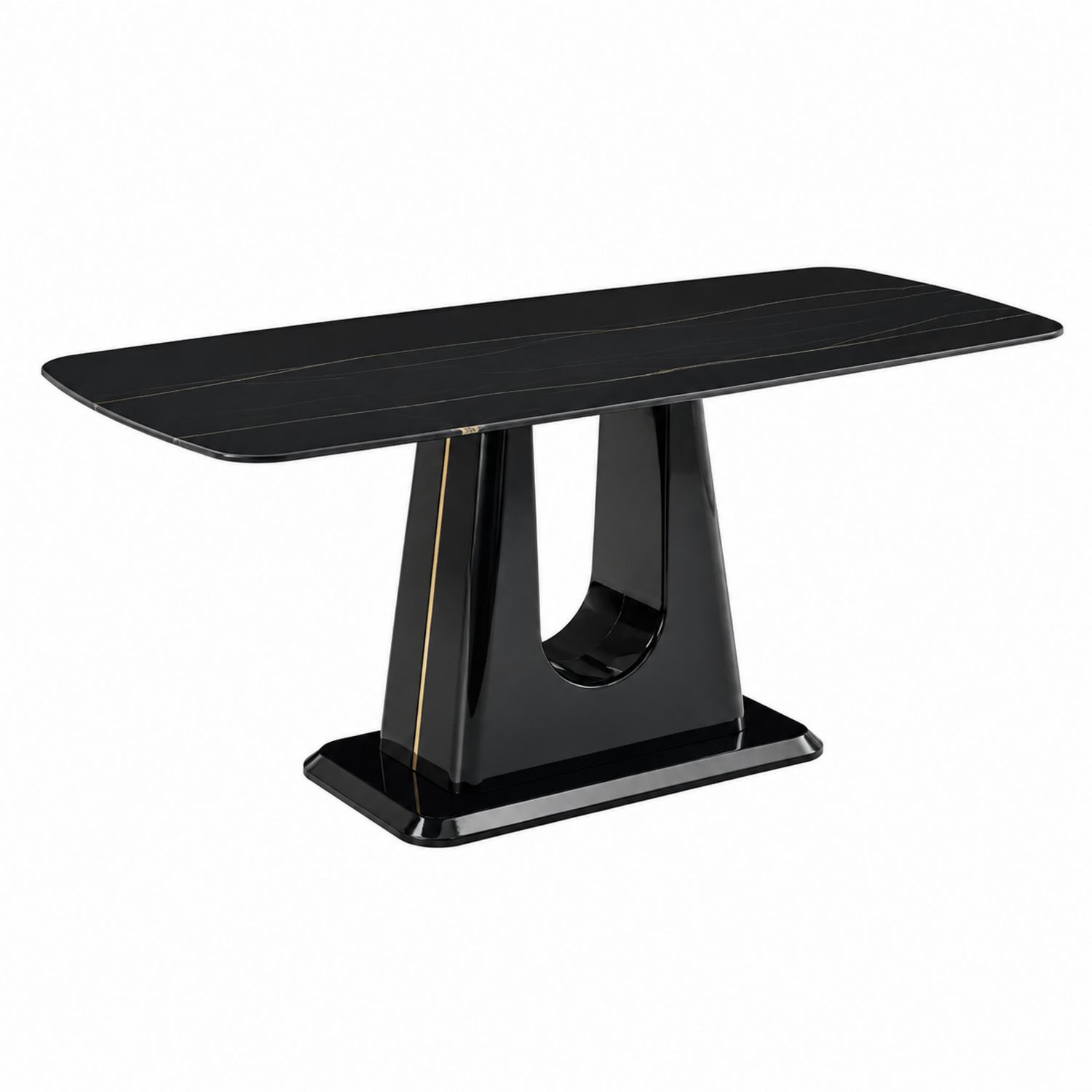 Tavolo da pranzo rettangolare nero in MDF e vetro temperato 180x90 cm