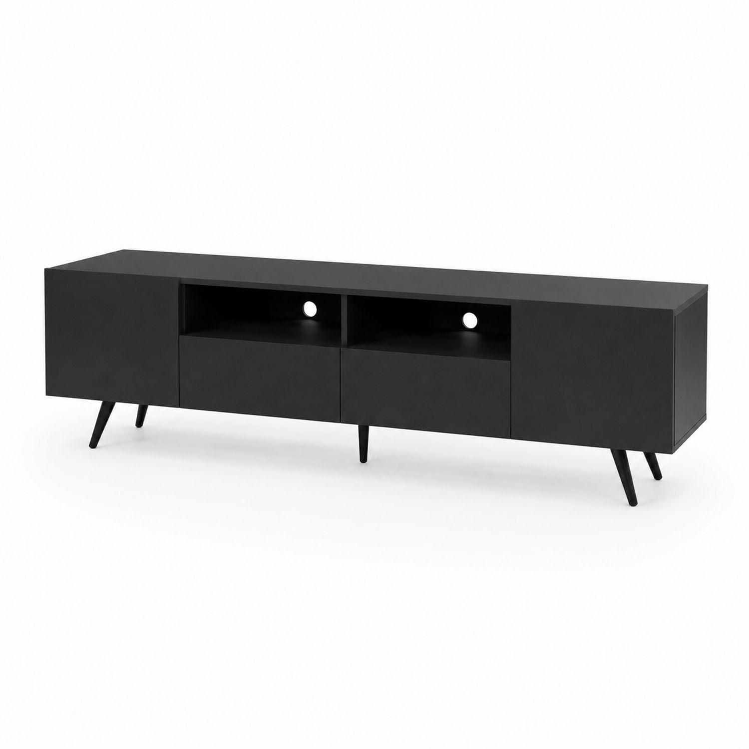 Mobile TV rettangolare in legno e metallo Nero 180x40x45 cm
