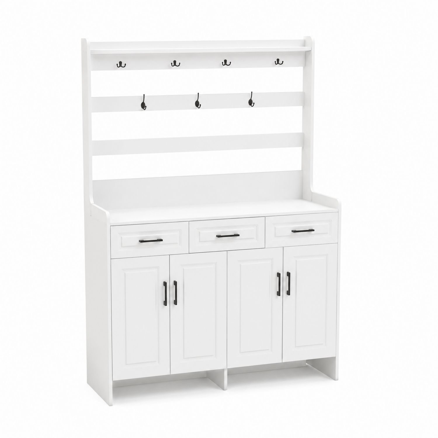 Scarpiera con Cassetti e Appendini in Legno Bianco
