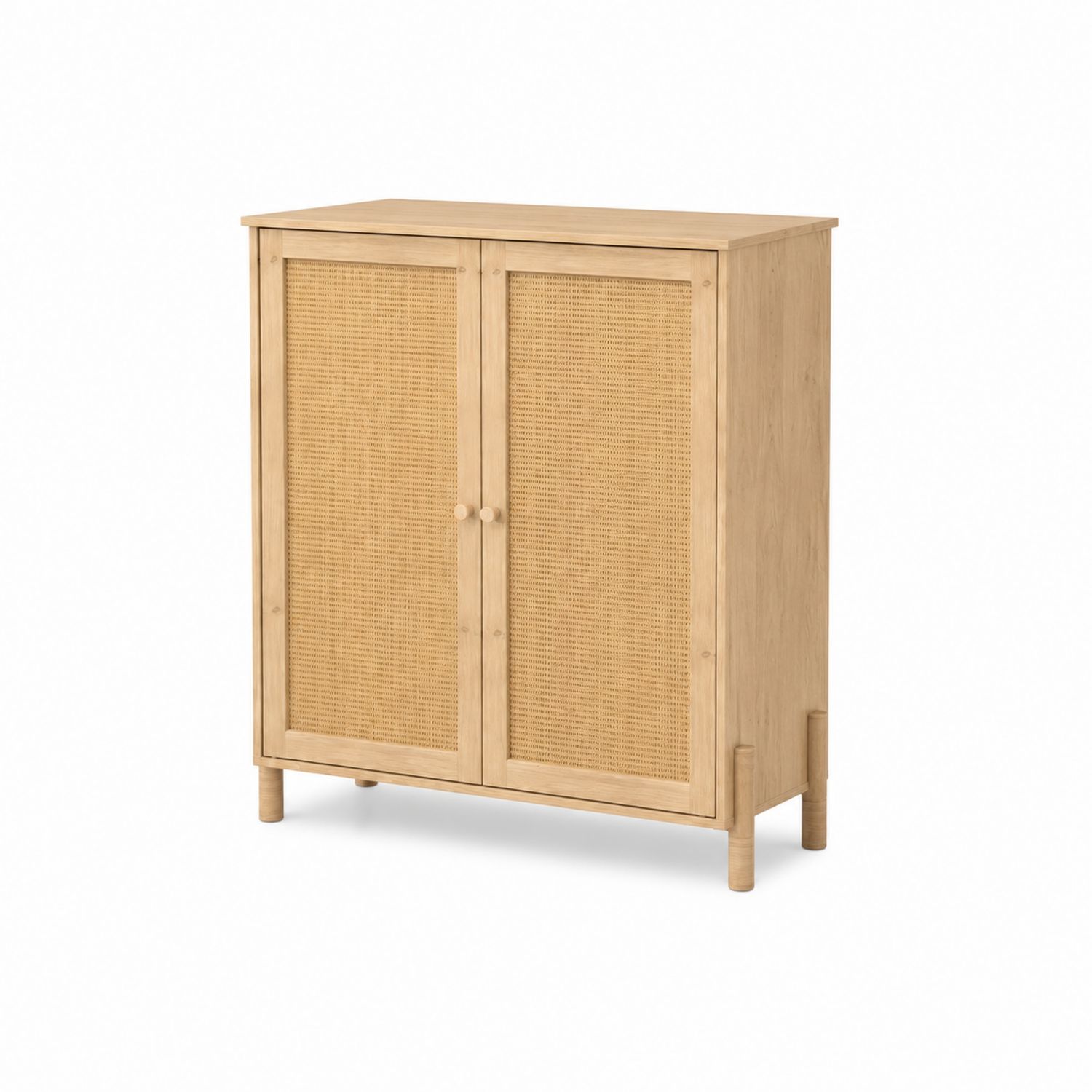 Credenza in legno e rattan naturale 90x80x40 cm