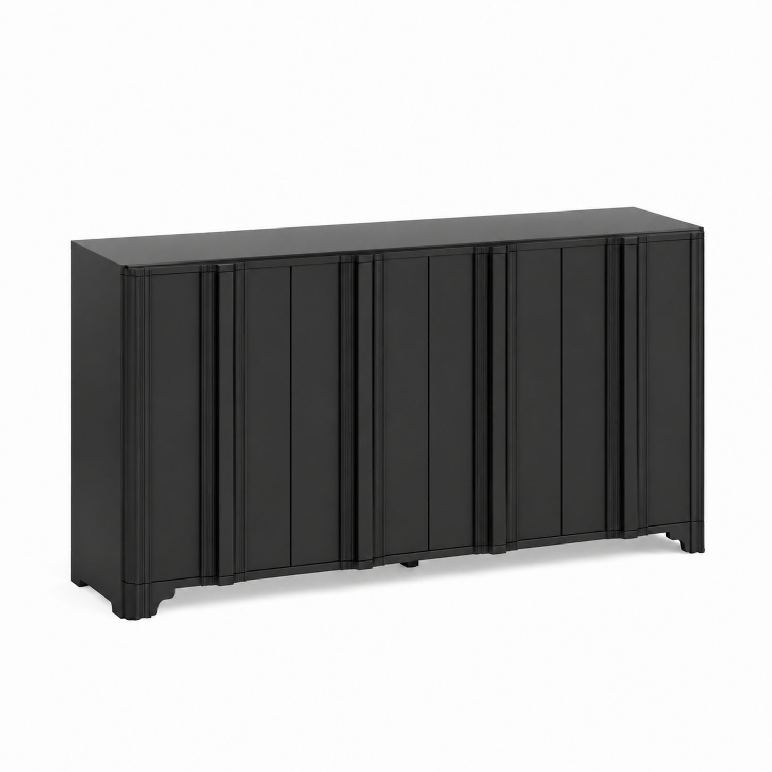 Credenza 4 Ante in MDF Nero 160x40x80 cm