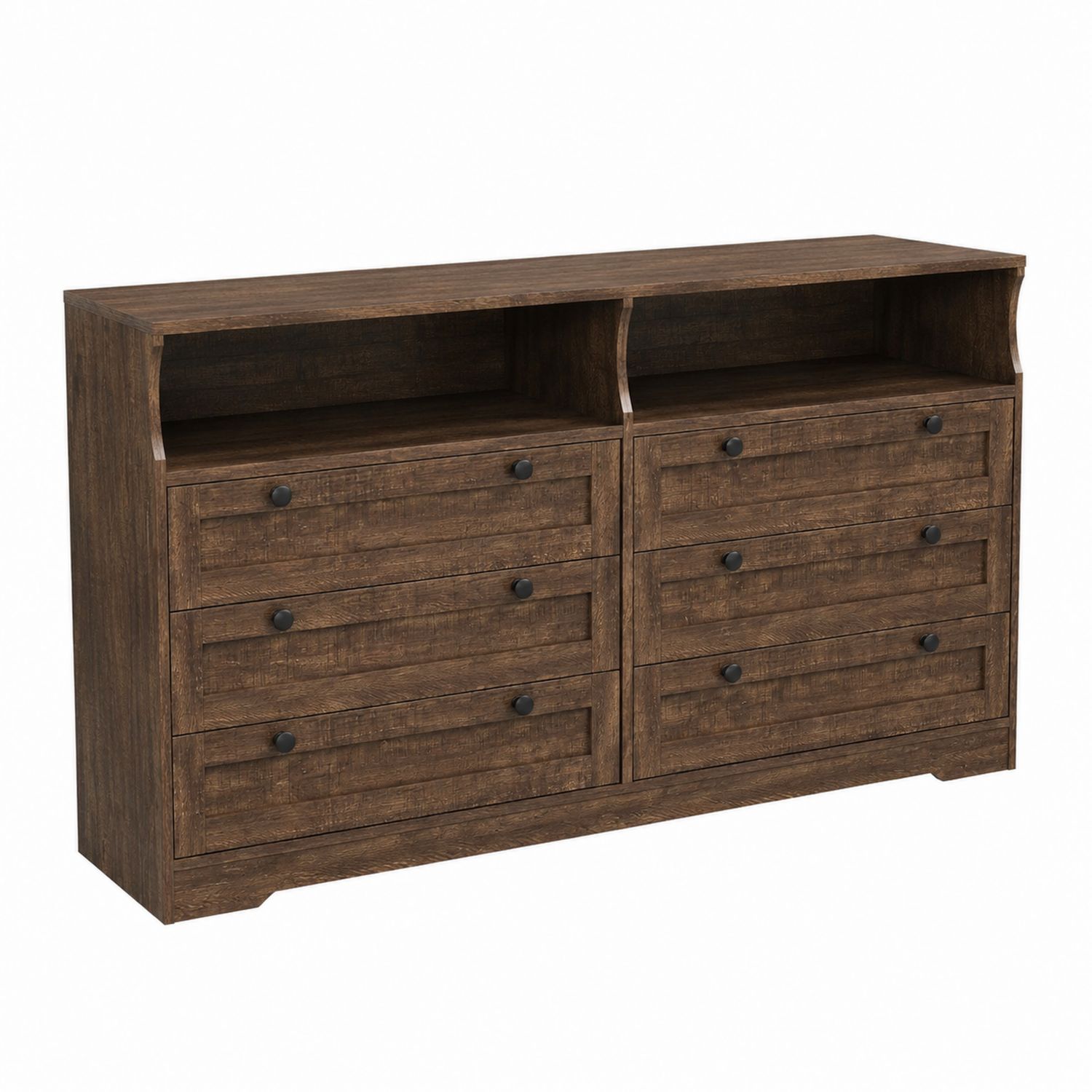Cassettiera Doppia in Legno Marrone con 8 Cassetti