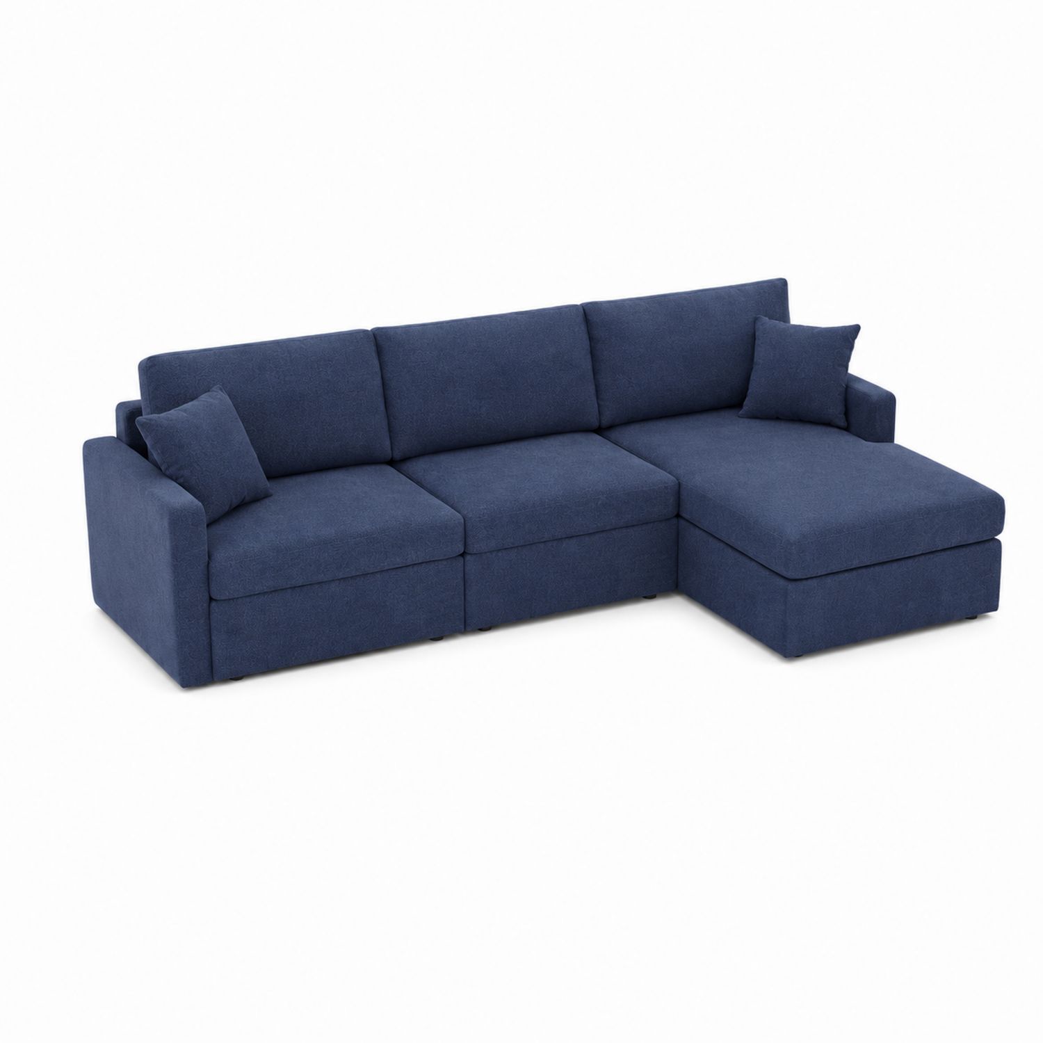 Divano angolare modulare in tessuto poliestere blu con chaise longue