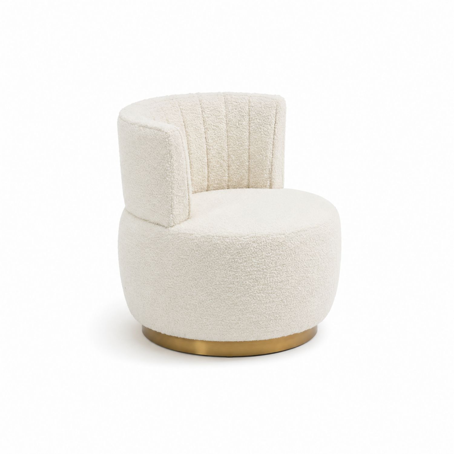 Sedia rotonda in tessuto bouclé Bianco crema base in metallo, 70 cm