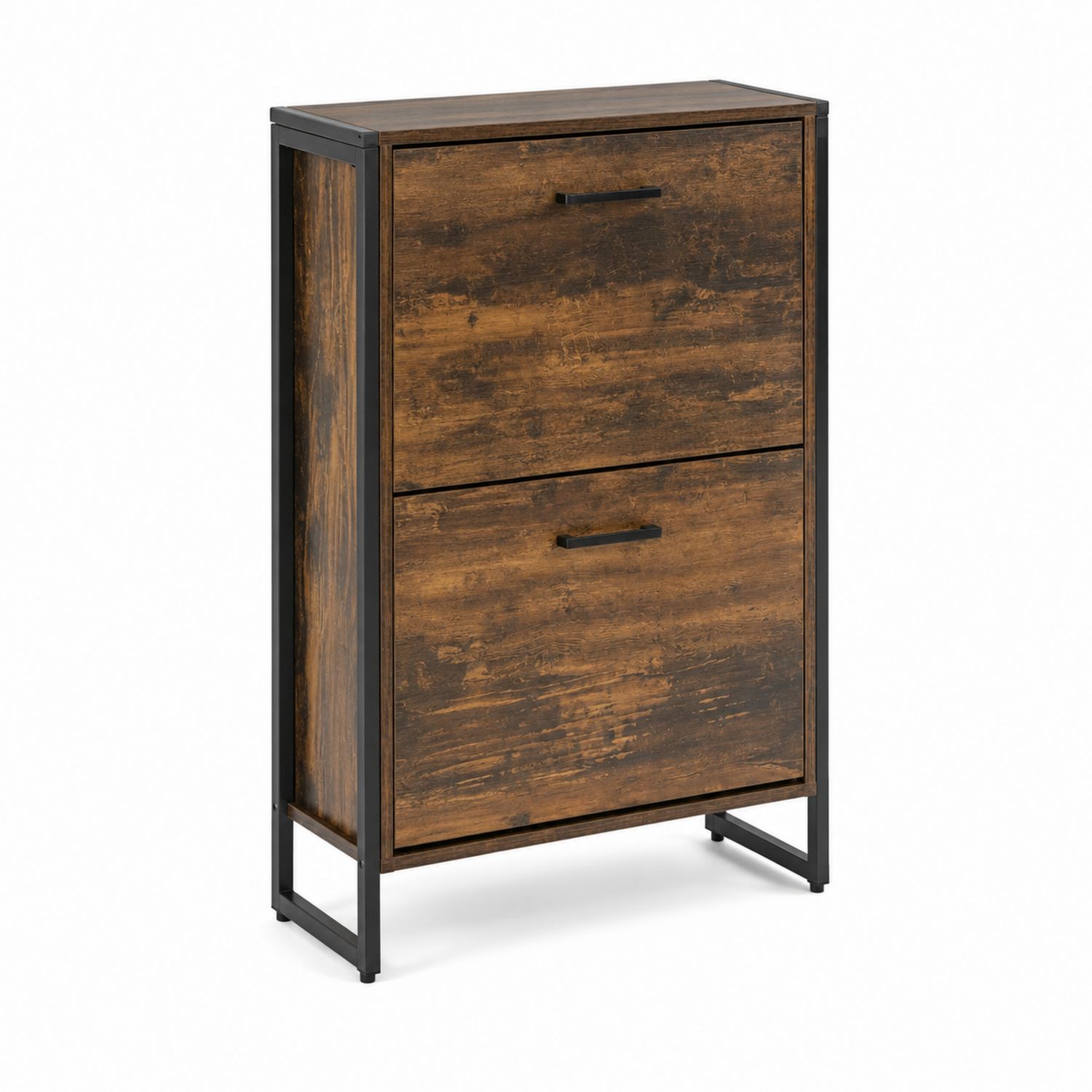 Scarpiera in legno e metallo marrone 89x60x24 cm