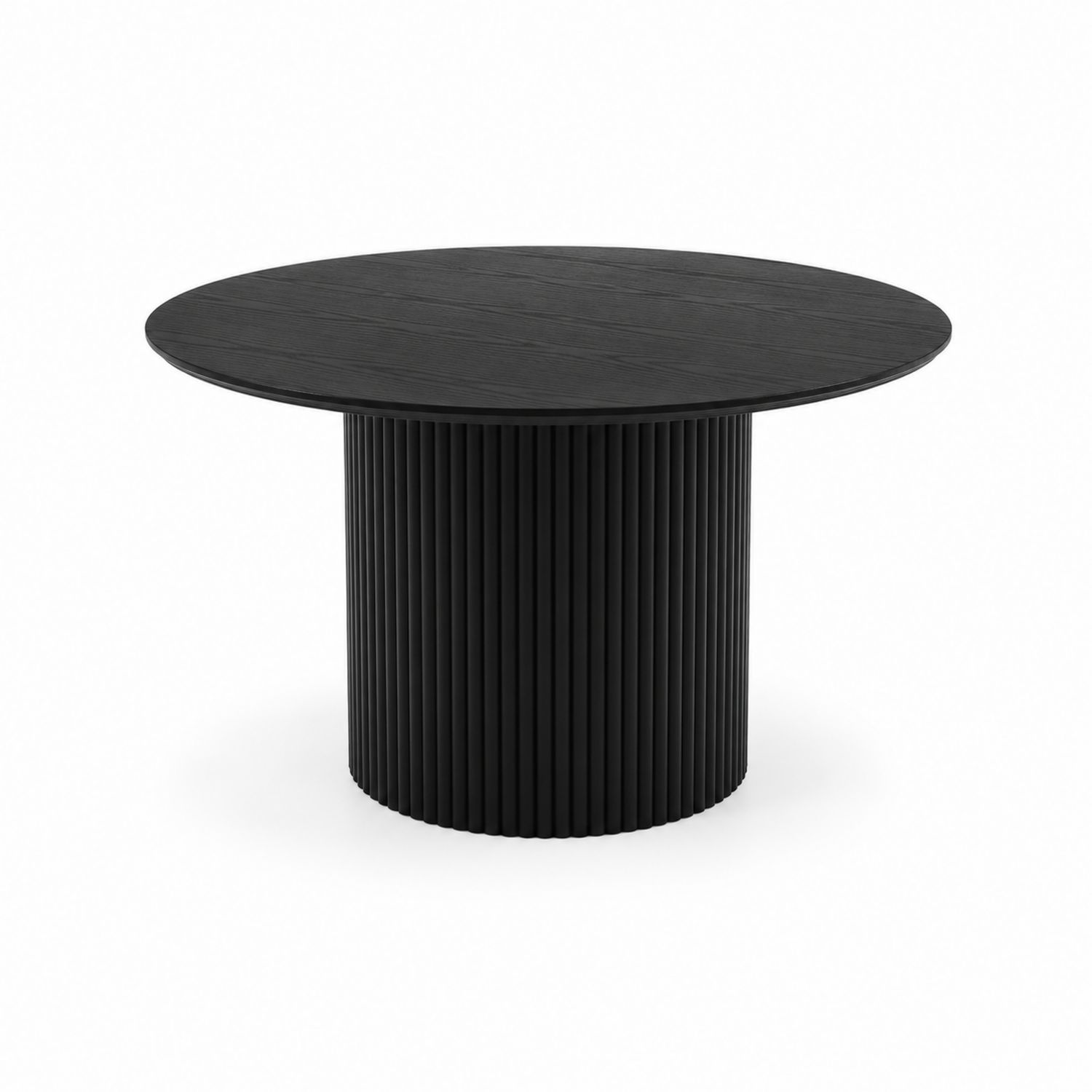 Tavolo rotondo in legno e metallo nero