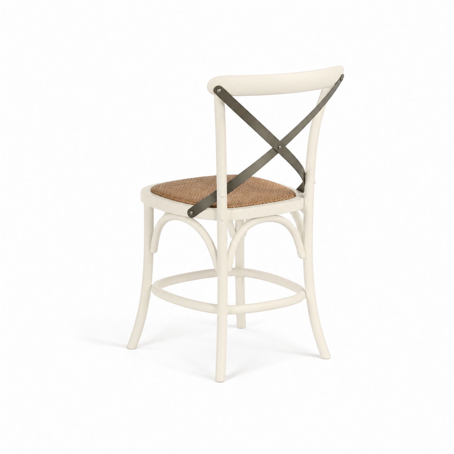 Sgabello in Legno Massello con Seduta in Rattan