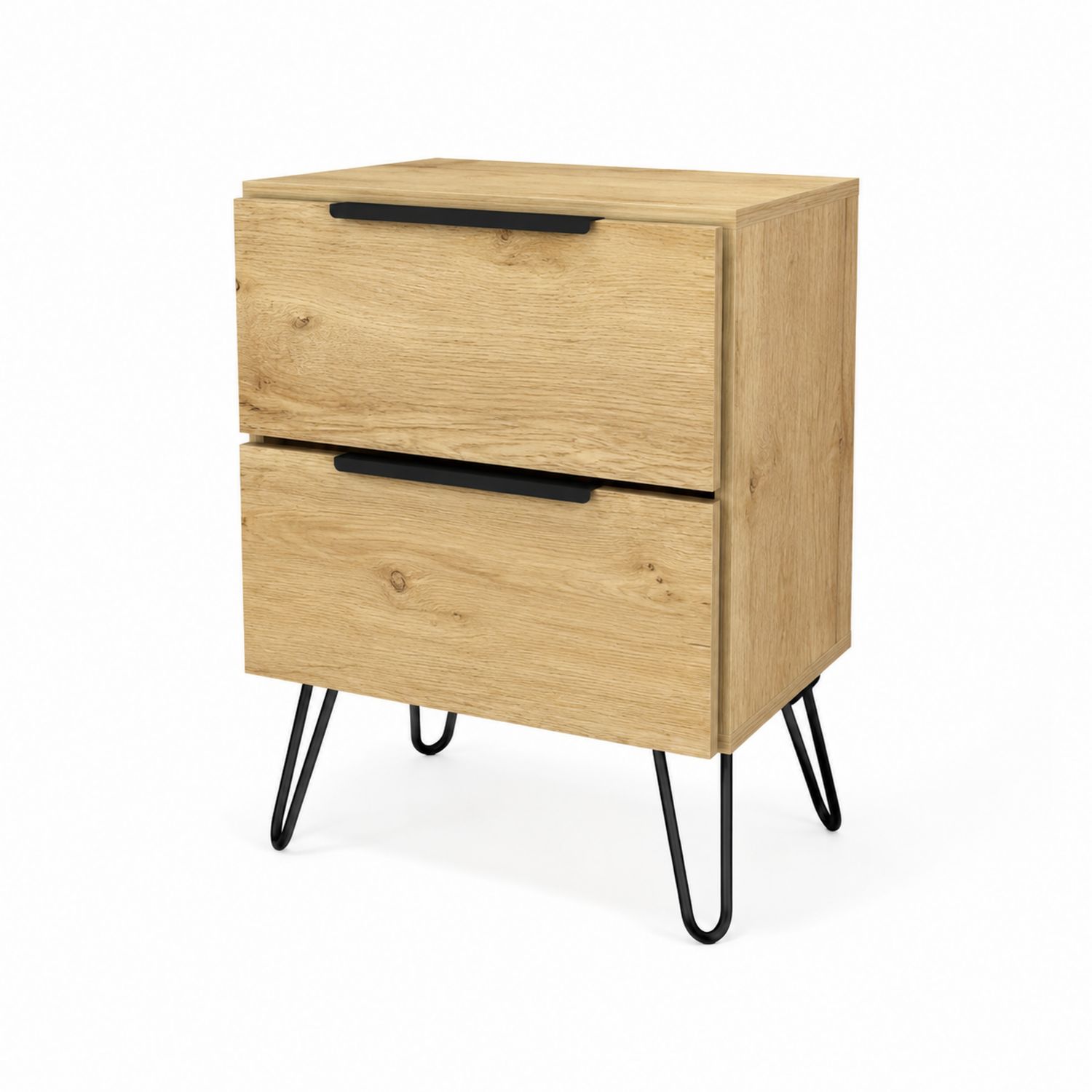 Comodino in Legno MDF con Gambe in Metallo