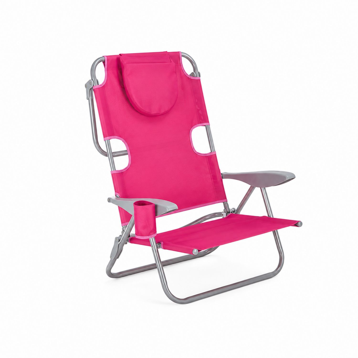 Sedia pieghevole in alluminio con tessuto in poliestere Rosa