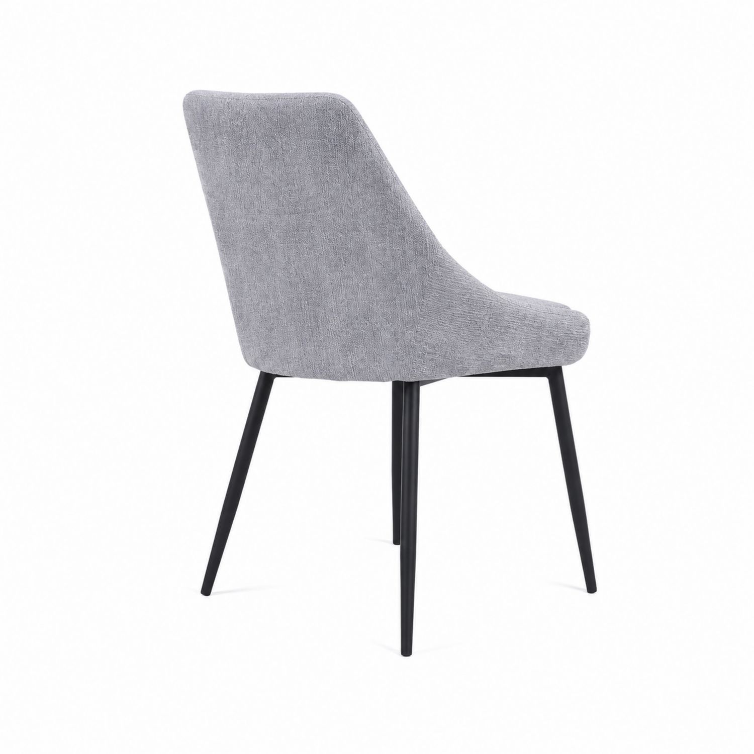 Sedia in tessuto grigio con gambe in metallo