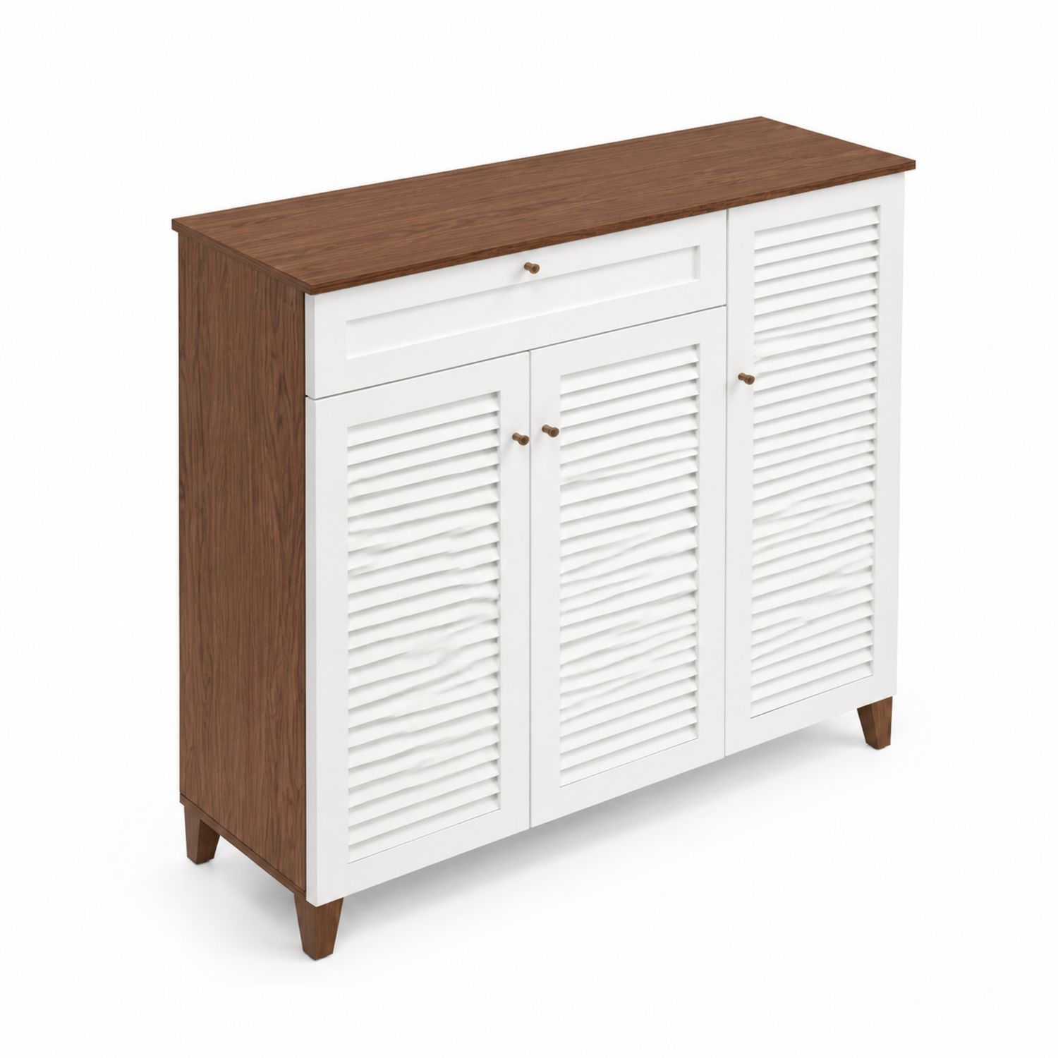 Scarpiera a 3 ante con cassetto in legno e MDF