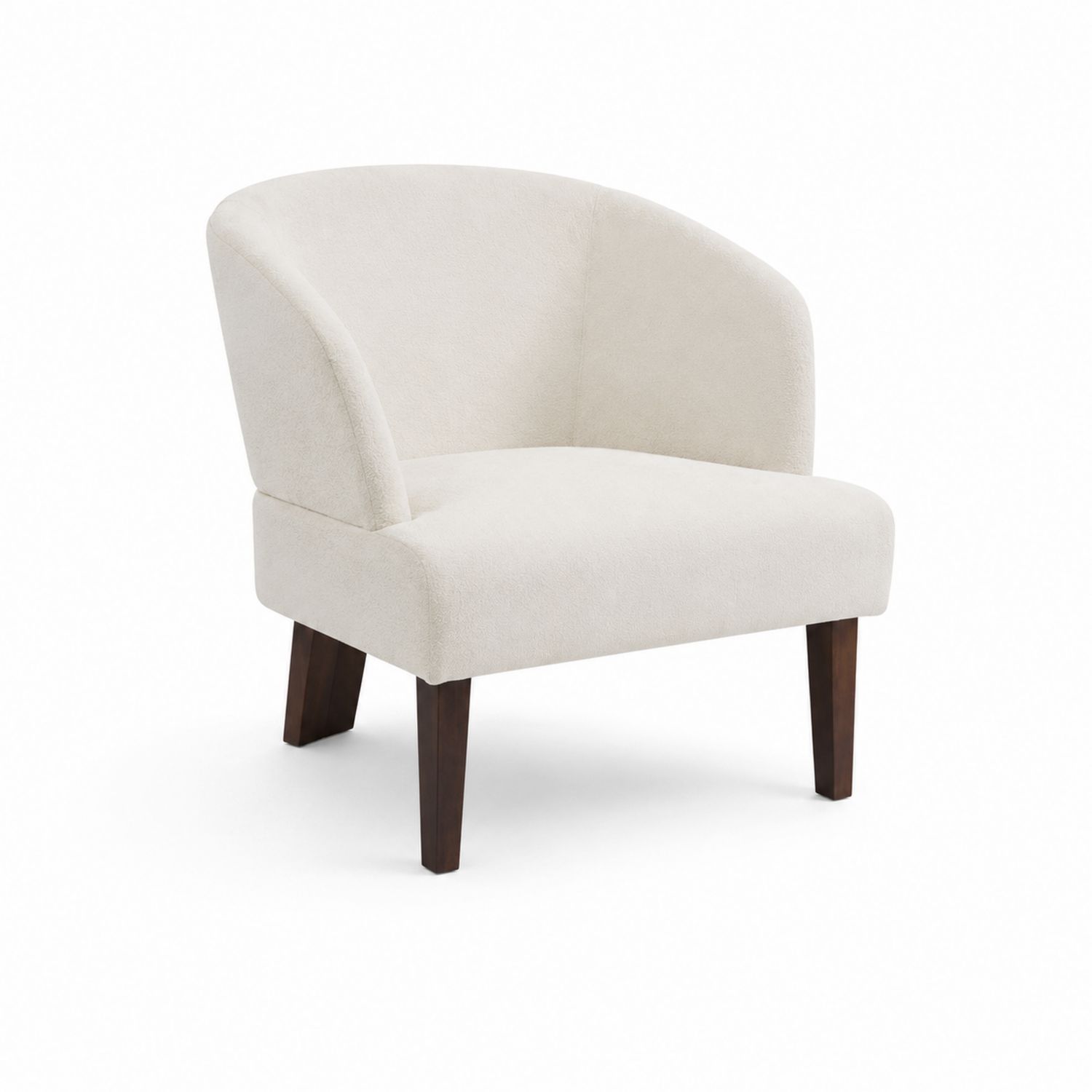 Poltrona in tessuto crema con gambe in legno massello