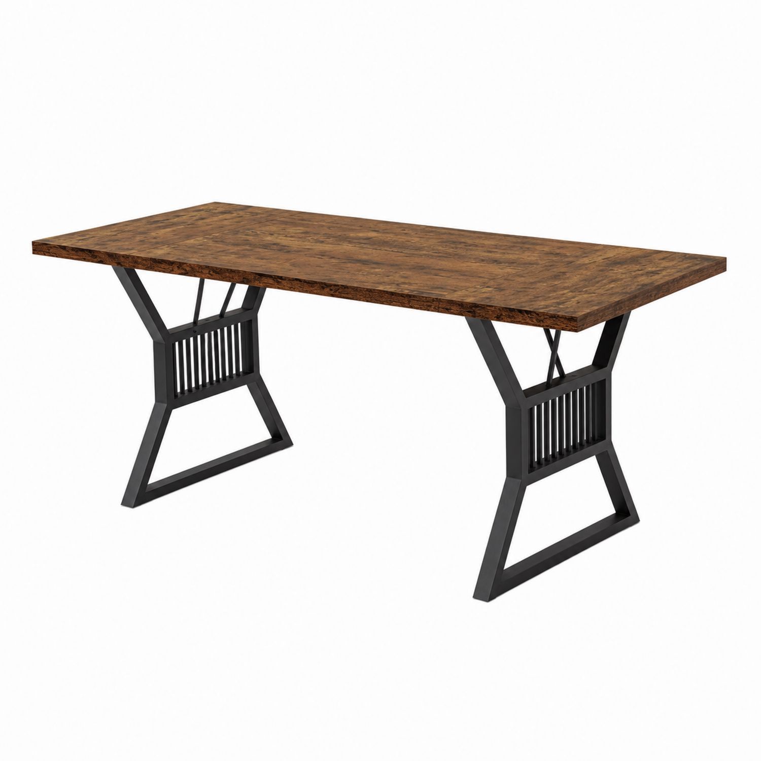 Tavolo da pranzo in legno e metallo 180x90x75 cm Marrone/Nero