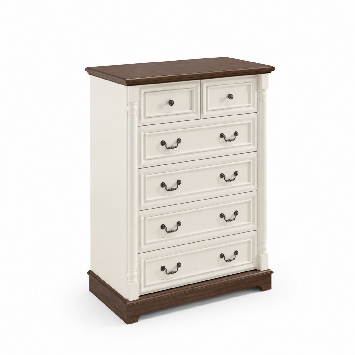 Cassettiera Verticale in Legno e Metallo Bianco e Marrone