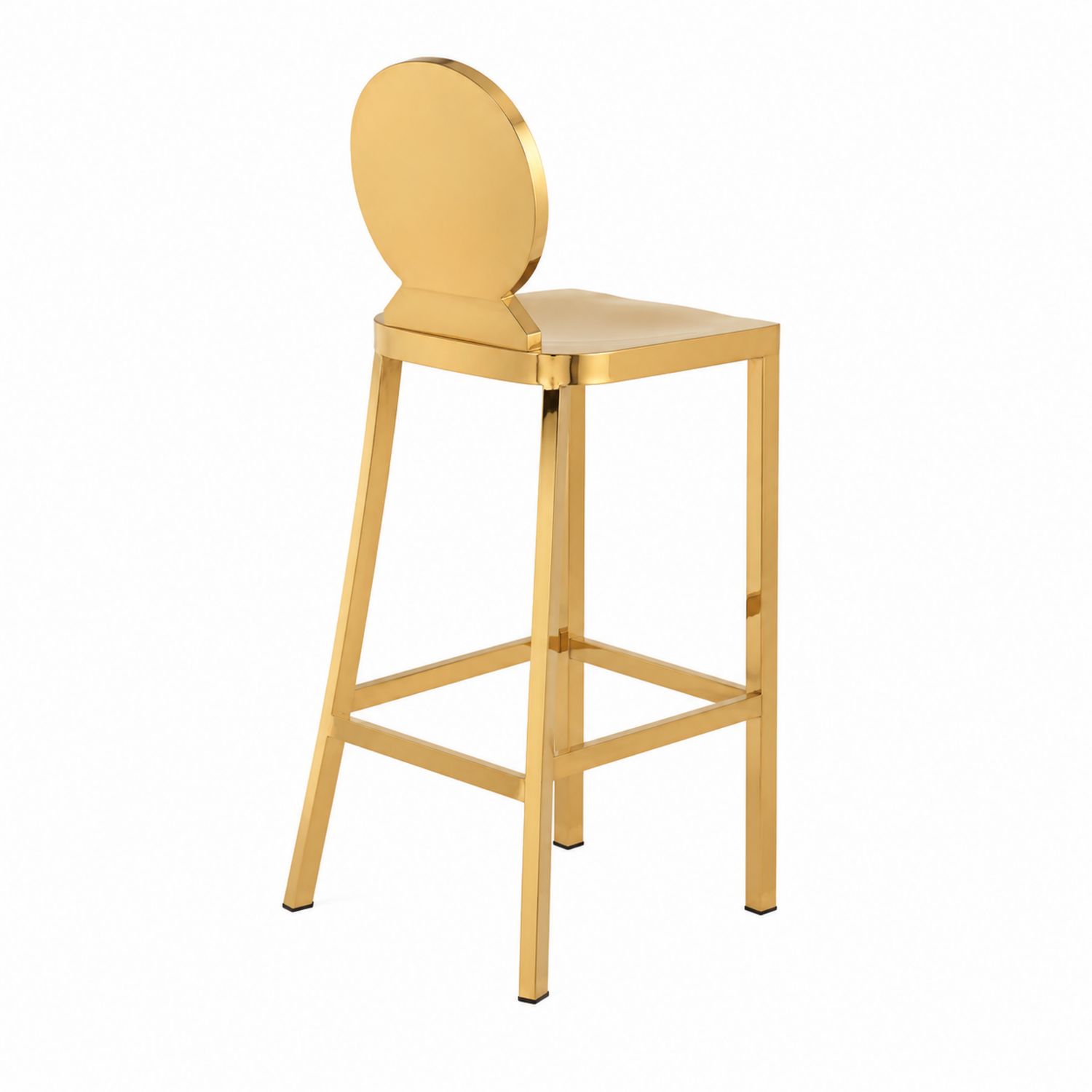 Sgabello da Bar in Metallo Dorato con Schienale, Altezza 115 cm