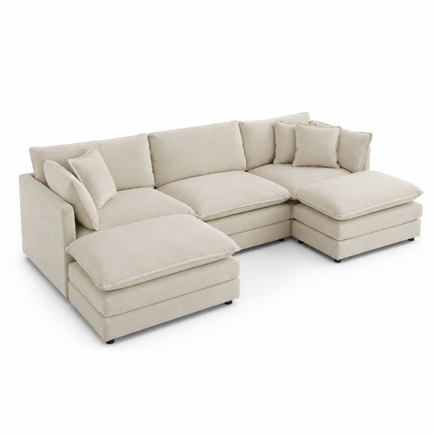 Divano angolare con chaise longue in tessuto Beige