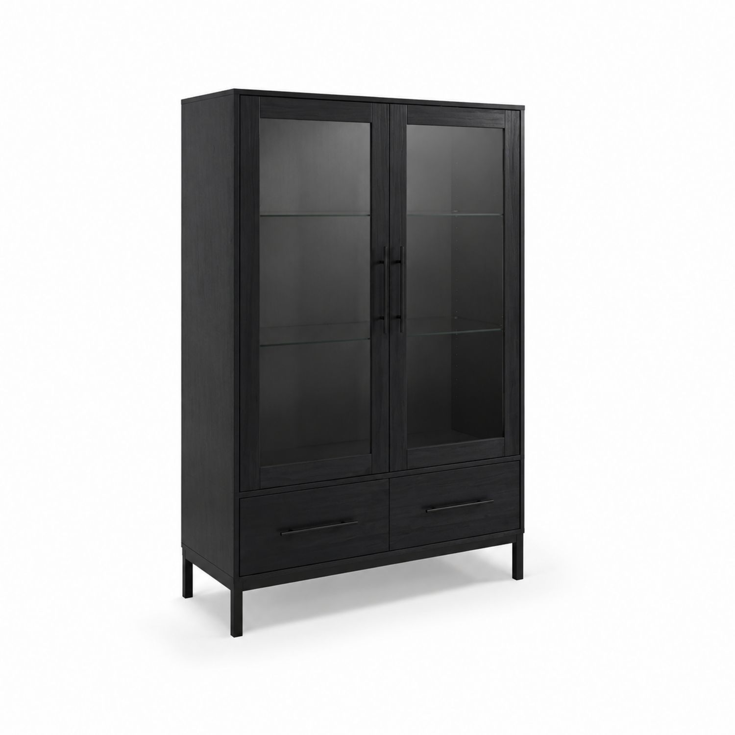 Vetrina in Legno con Ante in Vetro Temperato Nero