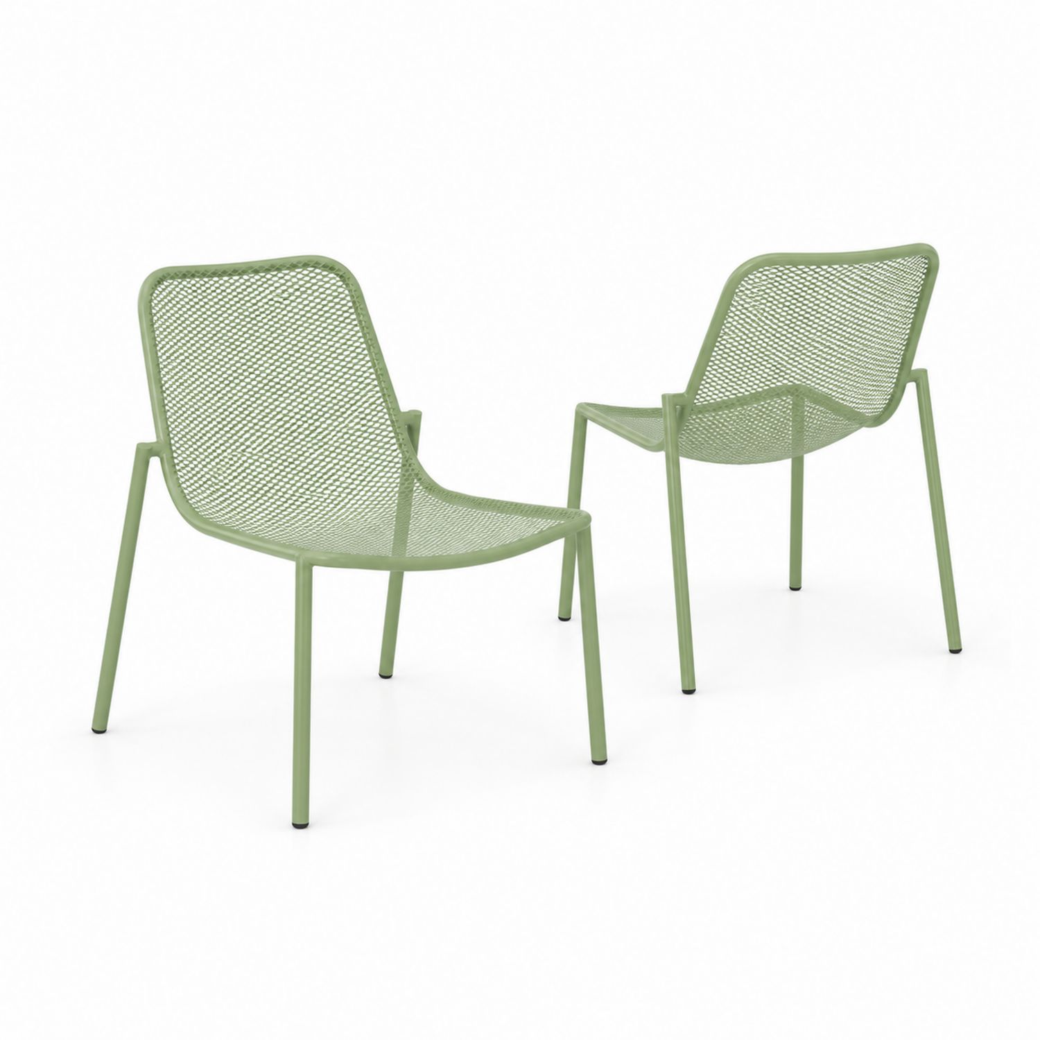 Set di 2 Sedie da Esterno in Metallo Verde