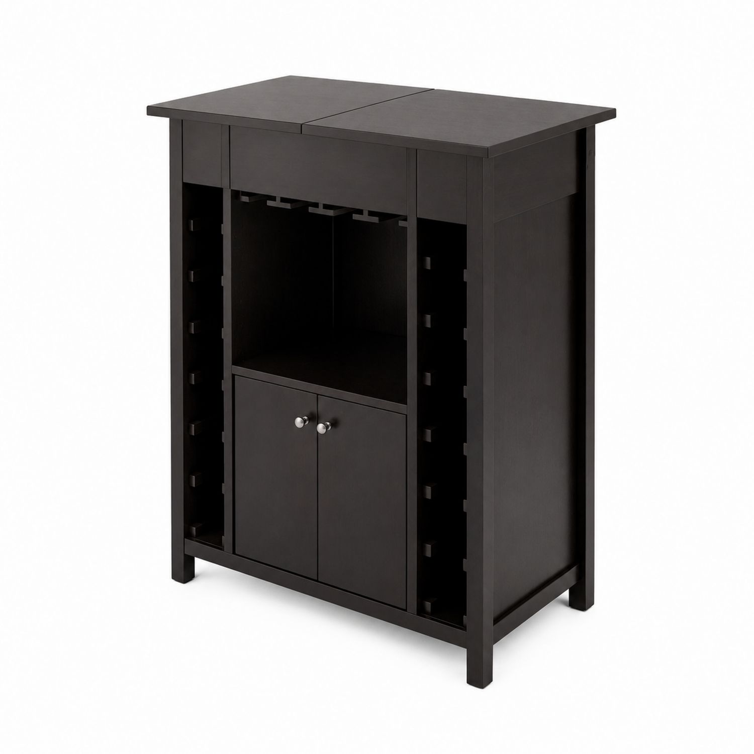 Credenza in Legno con Portabottiglie Nero 80x40x120 cm
