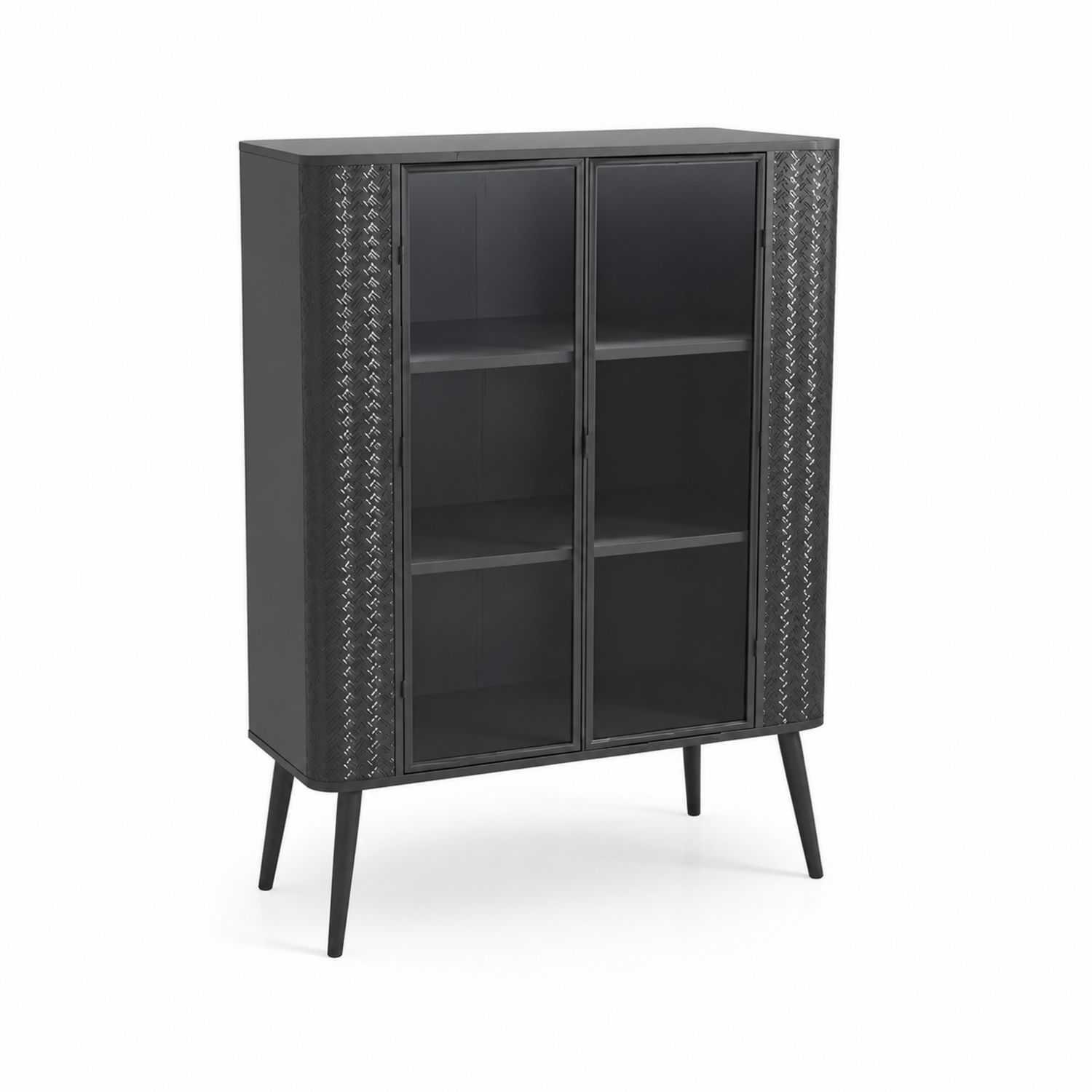 Credenza Nera con Ante in Vetro-arviler