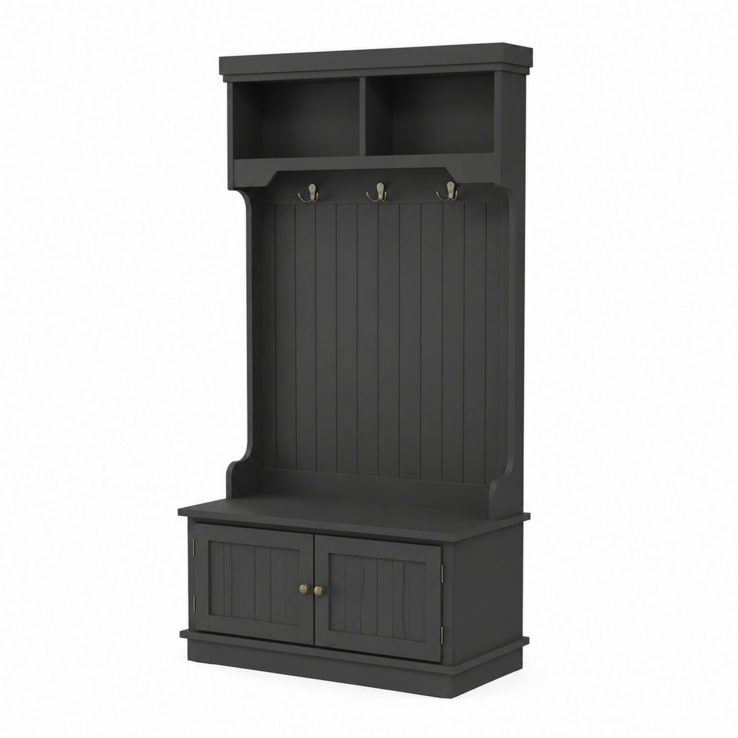 Appendiabiti in Legno MDF con Panca e Armadietto 180x90x40 cm-arviler