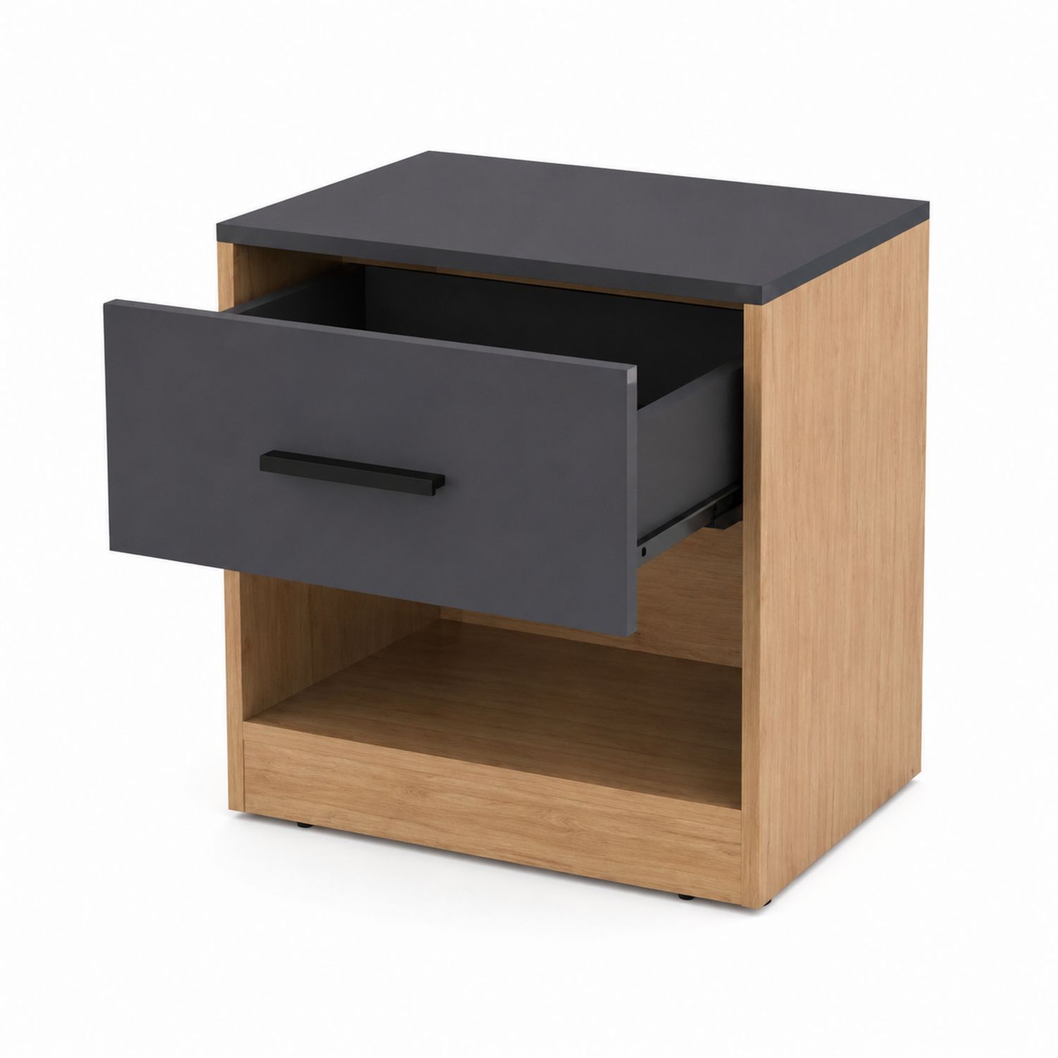 Comodino in Quercia e MDF Grigio 50x45x35 cm-arviler