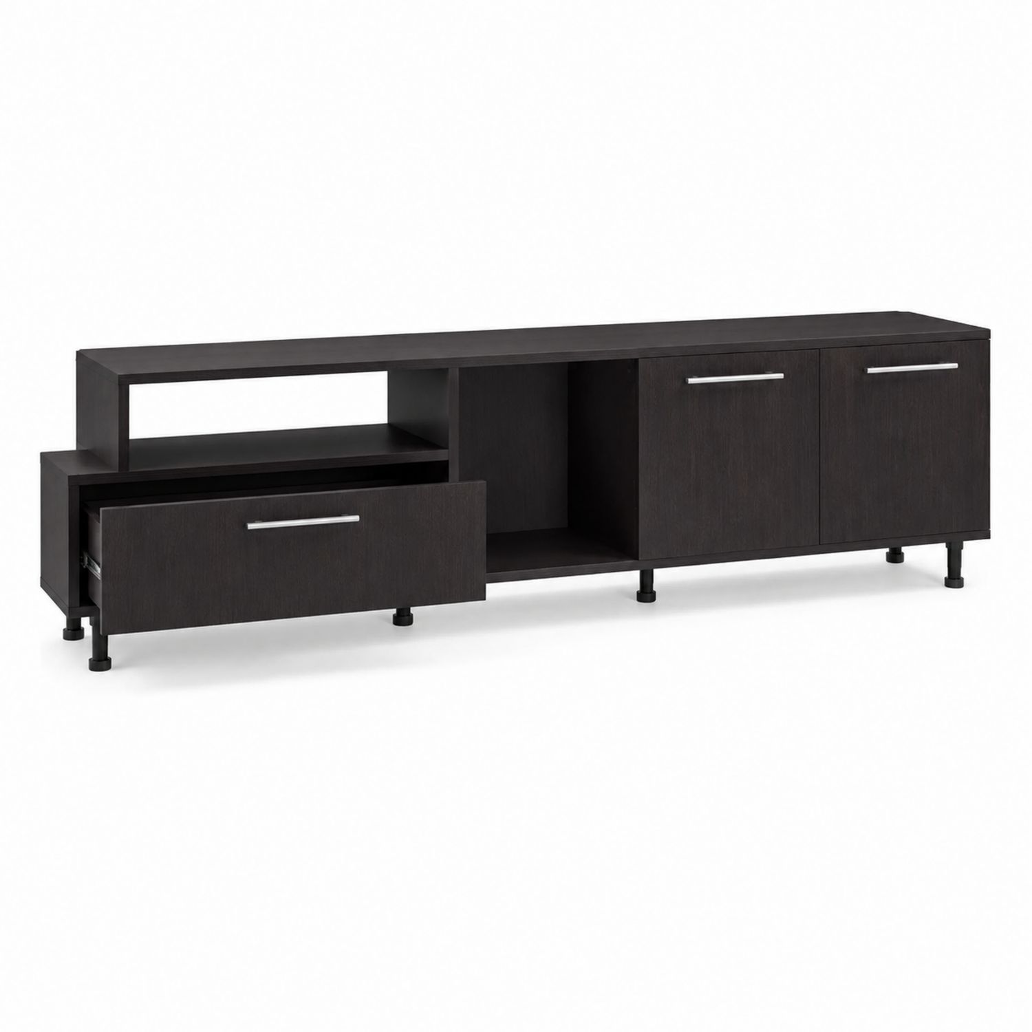 Mobile TV in Legno MDF con Armadietti e Cassetto Nero-arviler