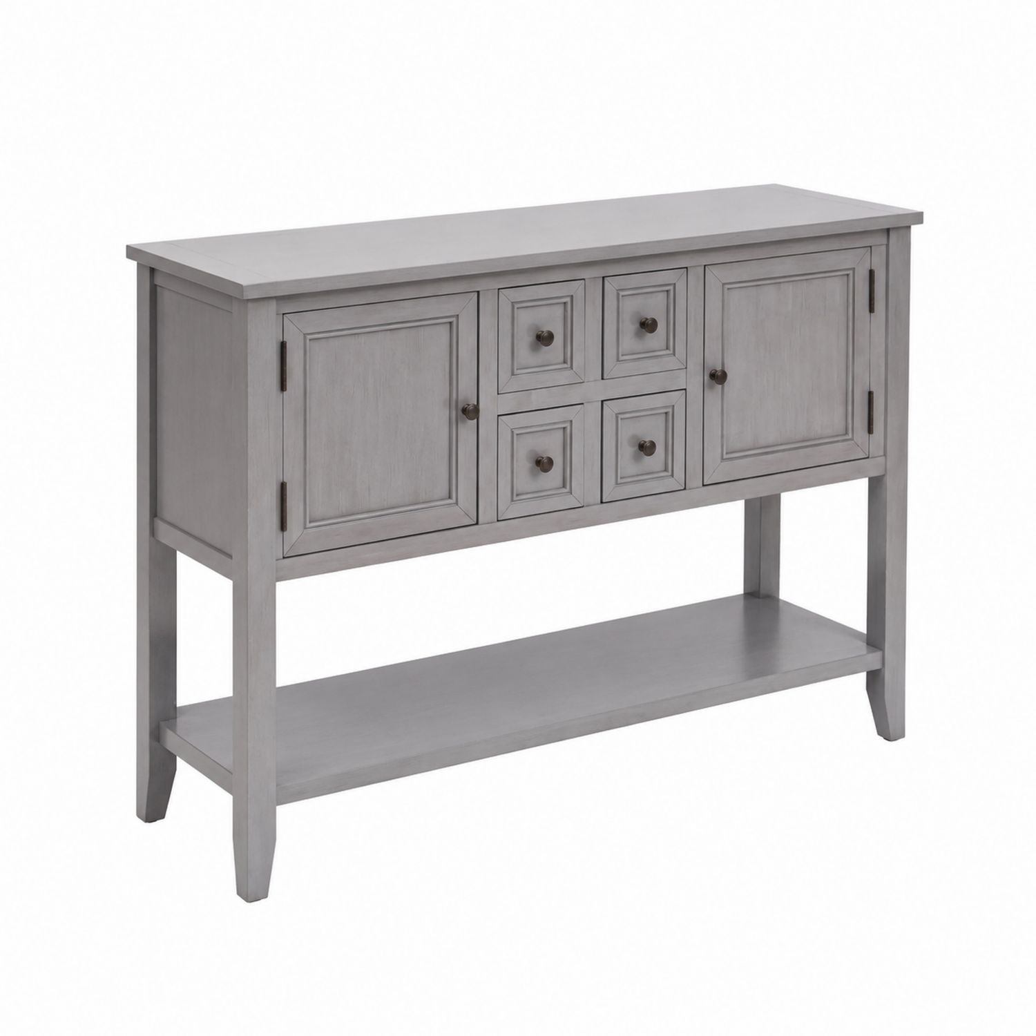 Credenza in Legno Massello Grigio con Ripiano Inferiore-arviler
