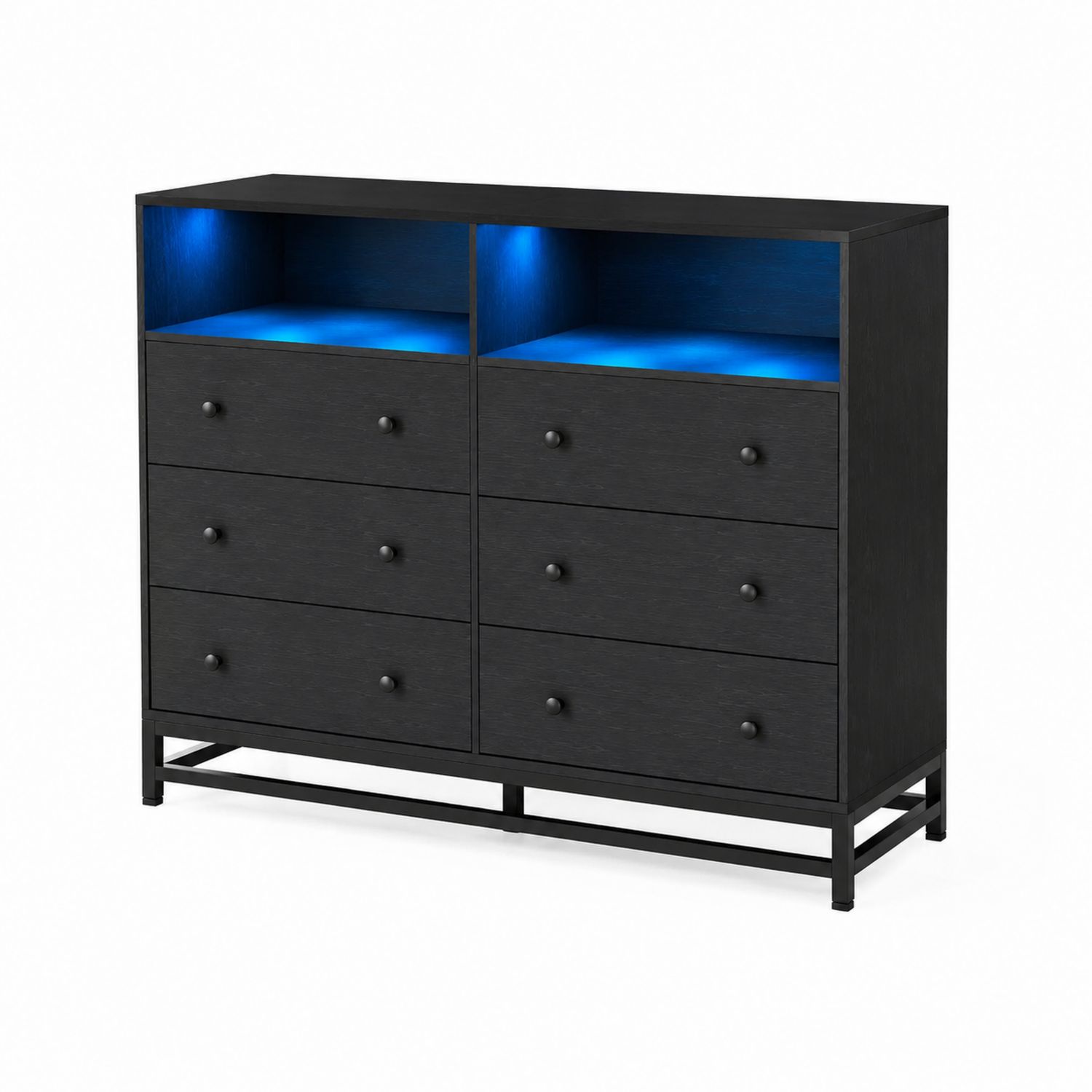 Cassettiera in Legno e Metallo con 6 Cassetti e LED-arviler