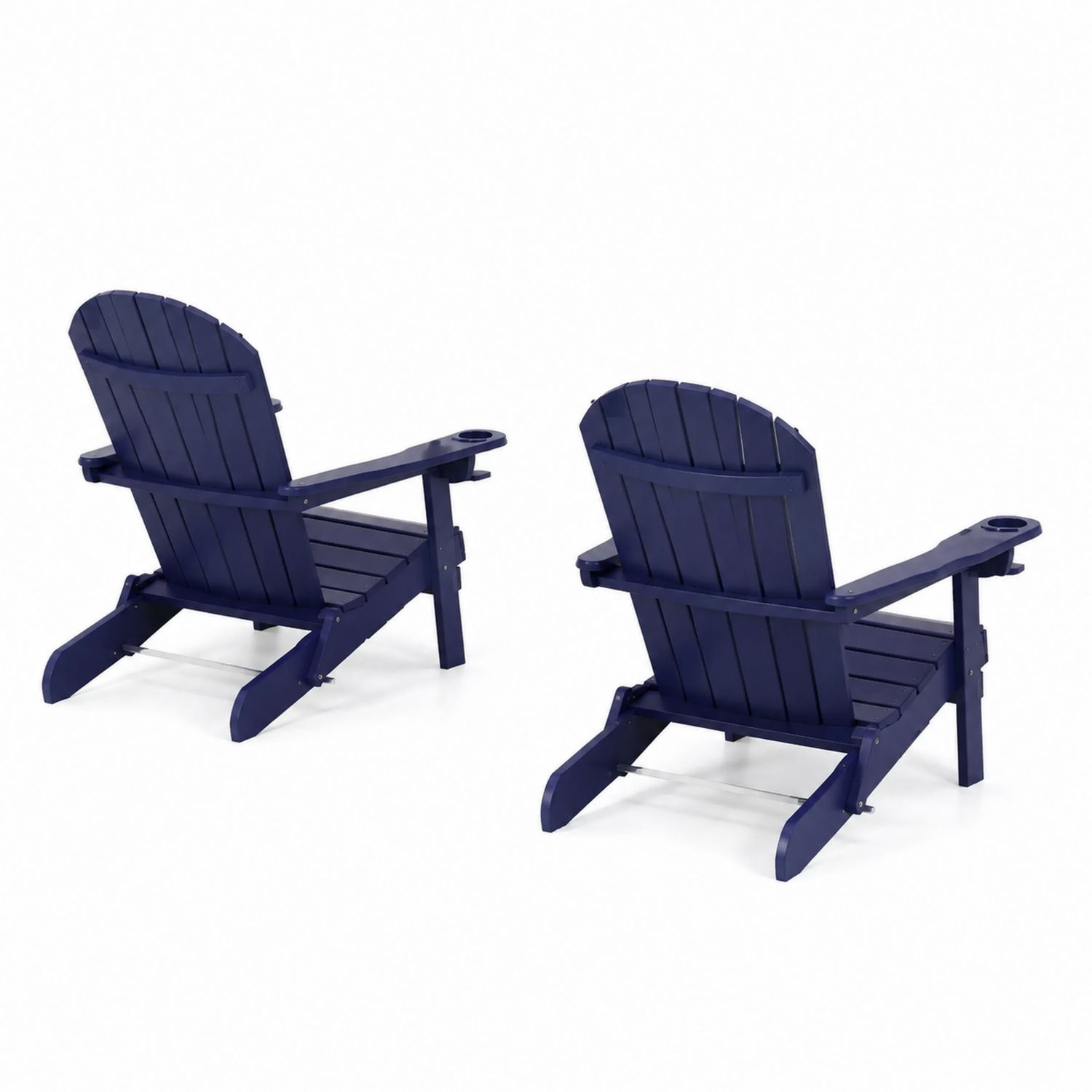 Set di 2 Sedie Adirondack in Plastica con Portabicchieri Blu-arviler