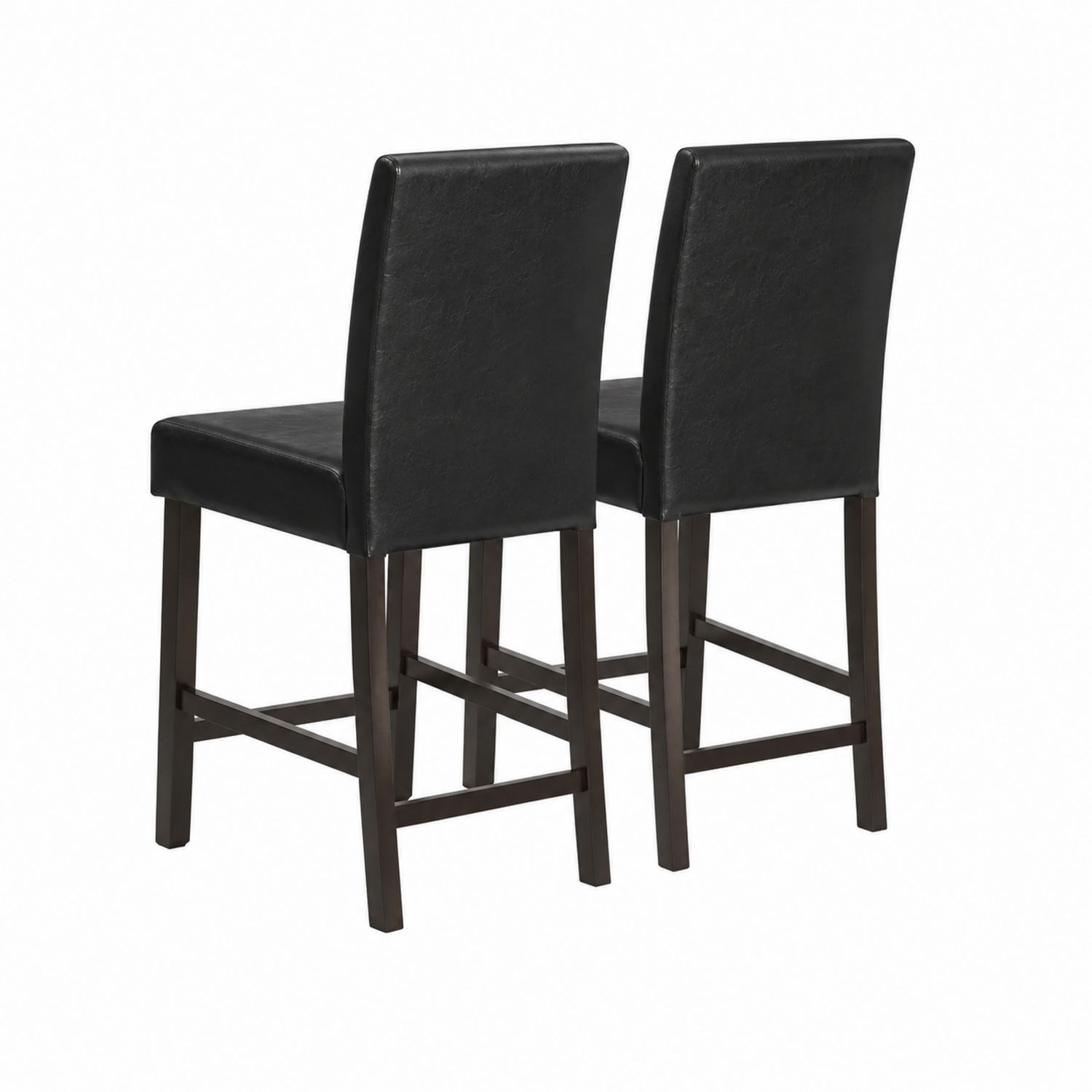 Set di 2 sgabelli in legno e pelle sintetica nera-arviler