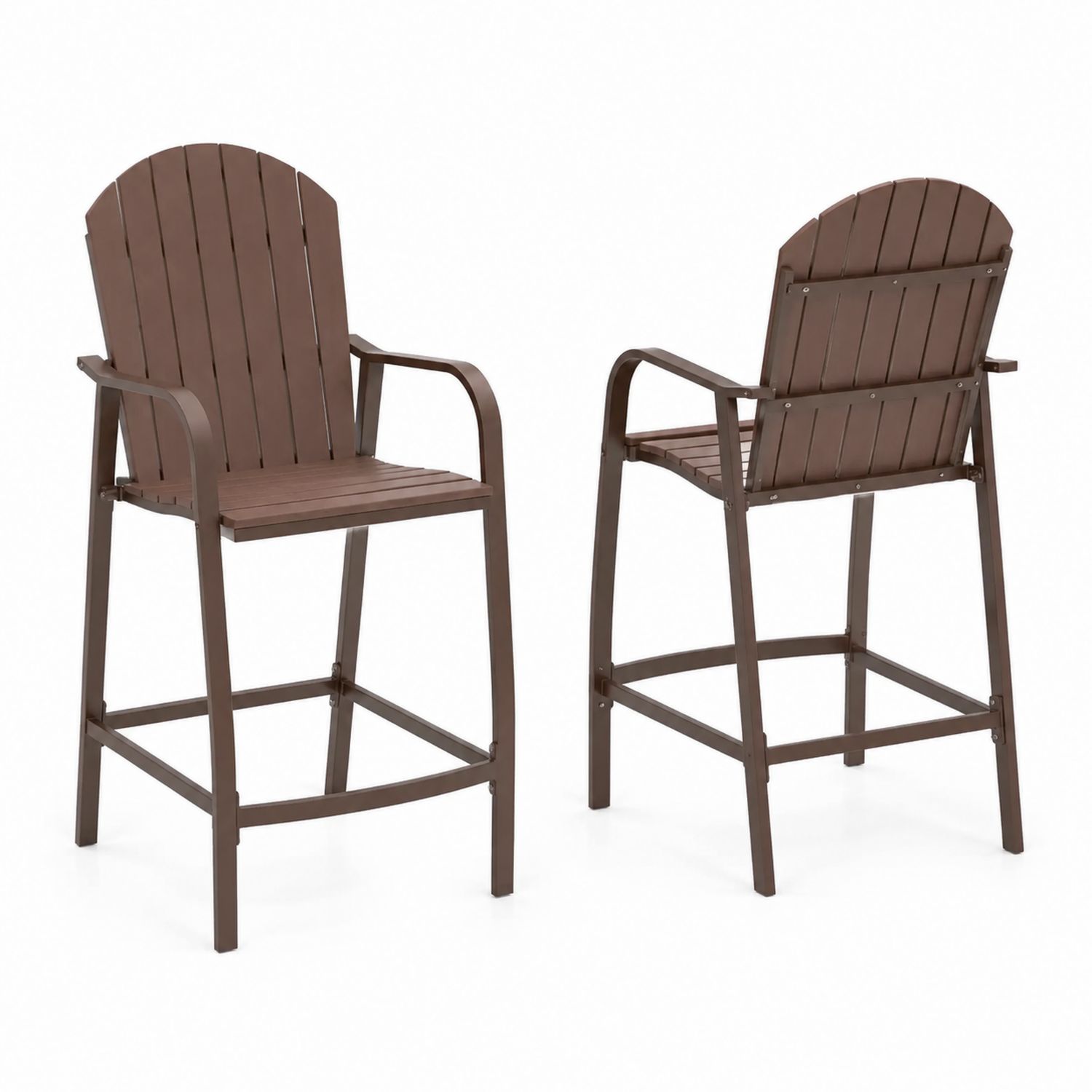 Set di 2 Sedie da Esterno in Alluminio e Legno Sintetico Marrone 110 cm-arviler