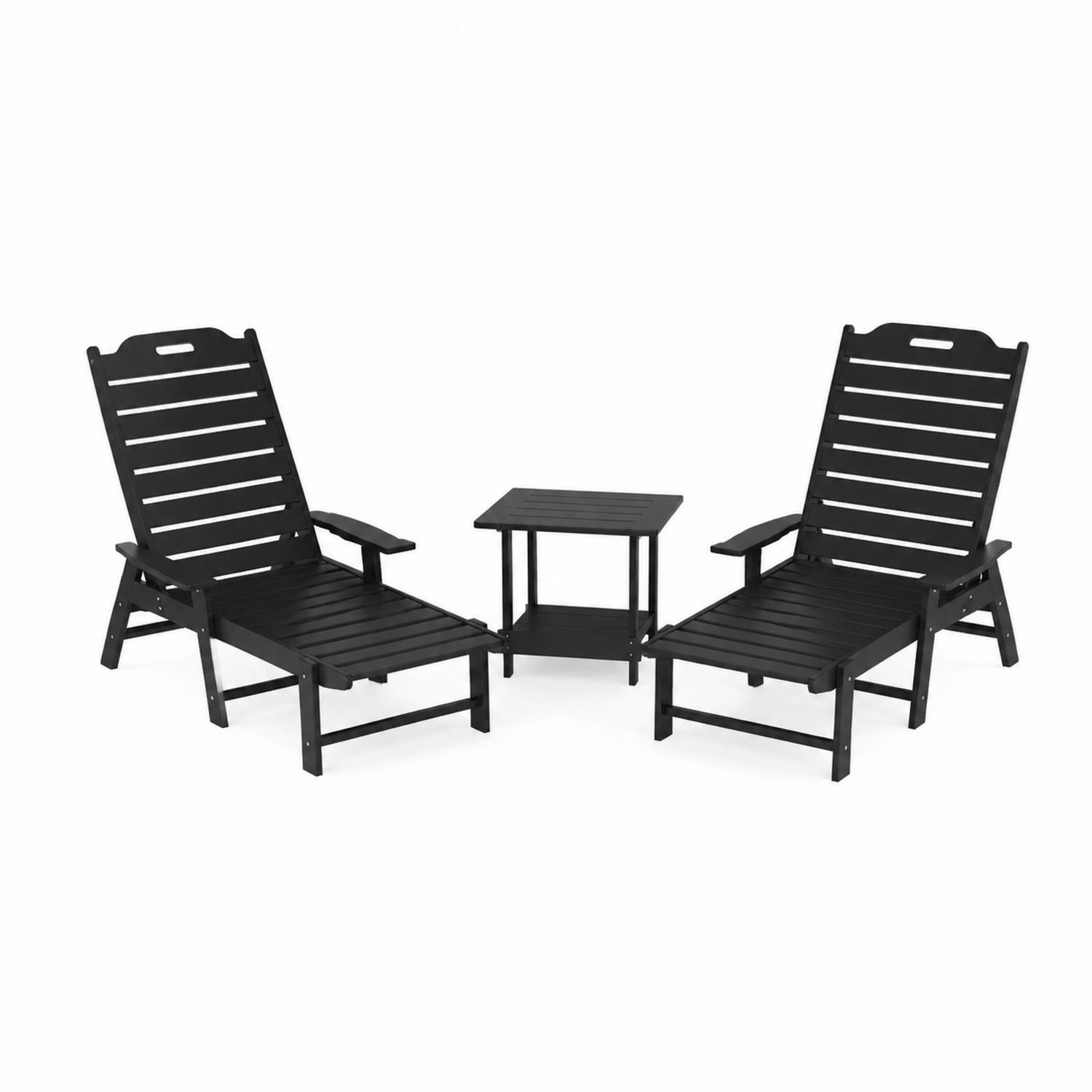 Set Sdraio Adirondack da Esterno in Legno Nero con Tavolino-arviler