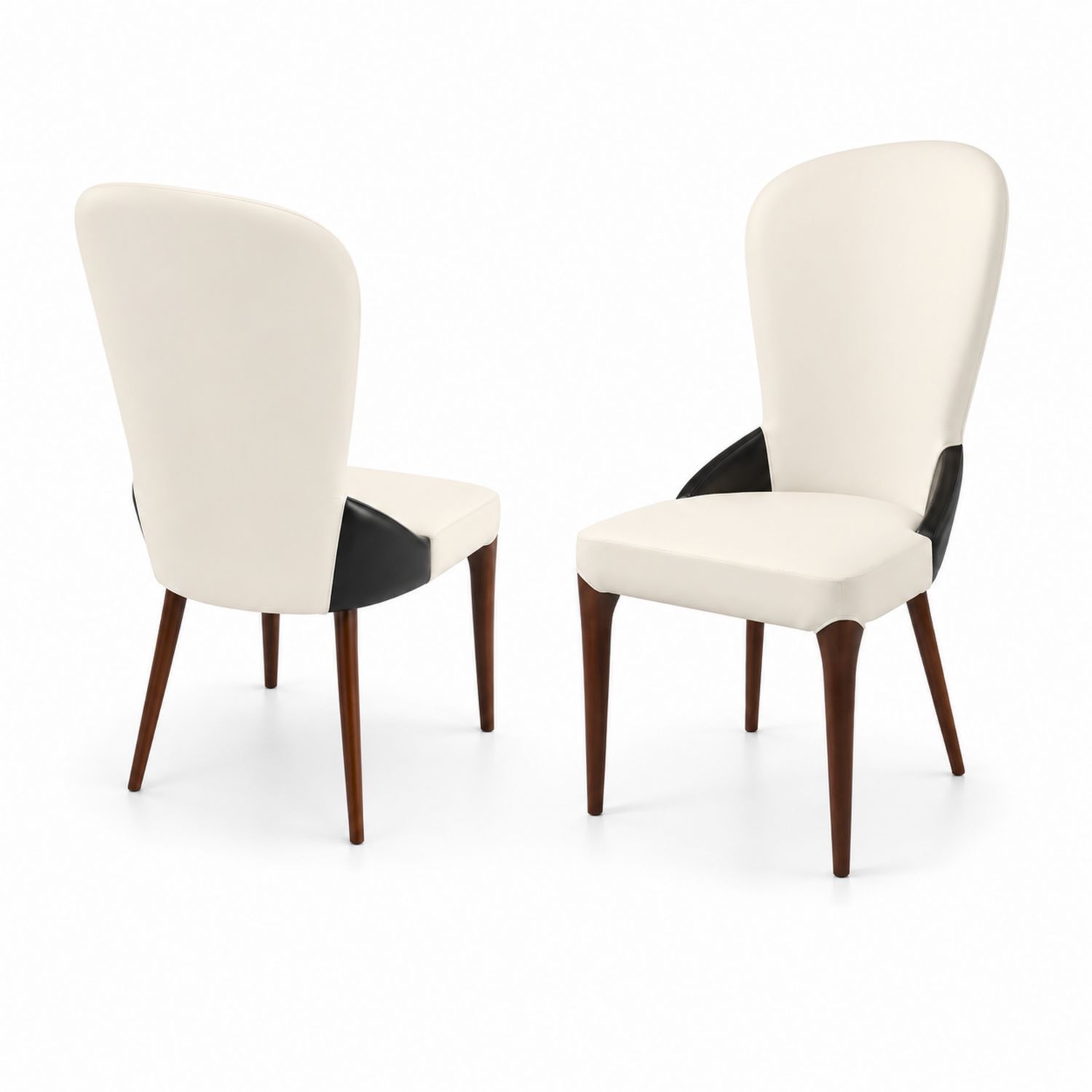Sedia da pranzo in ecopelle con gambe in legno-arviler