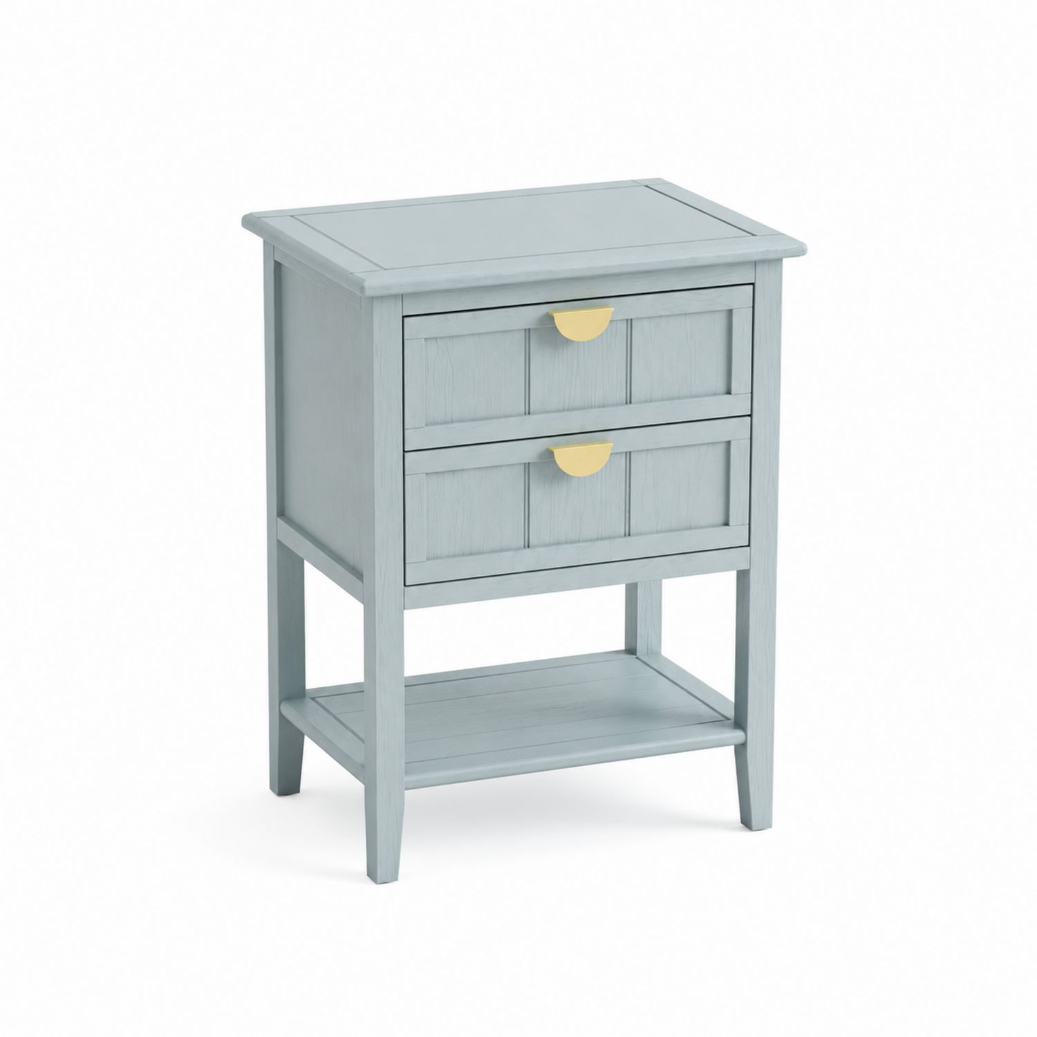 Comodino in legno con 2 cassetti Blu Chiaro-arviler