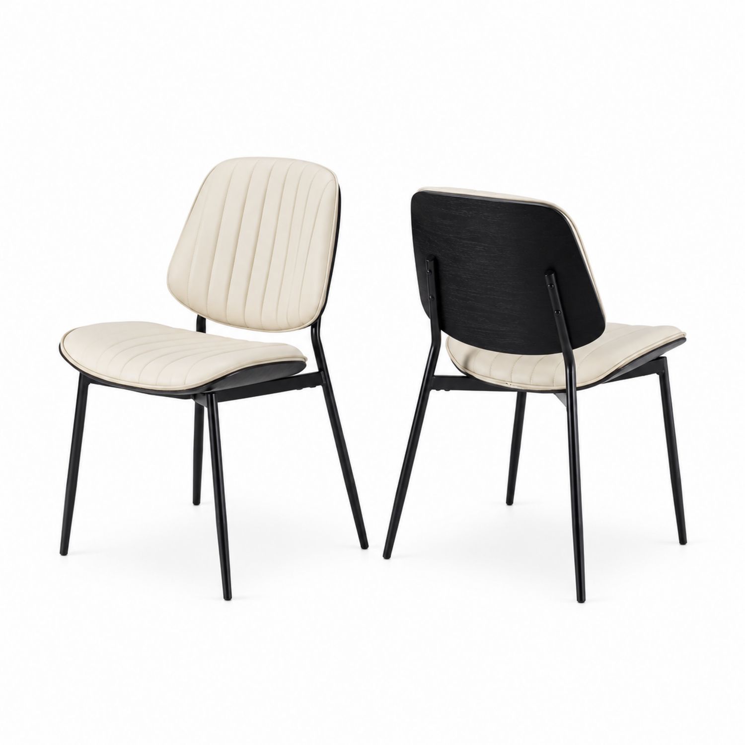 Set di 2 Sedie in Similpelle Crema e Metallo Nero-arviler