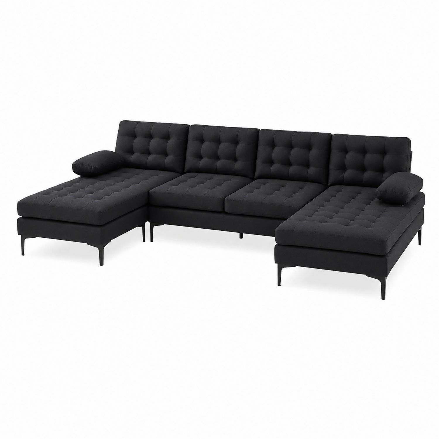 Divano angolare modulare in tessuto nero, 350 cm-arviler