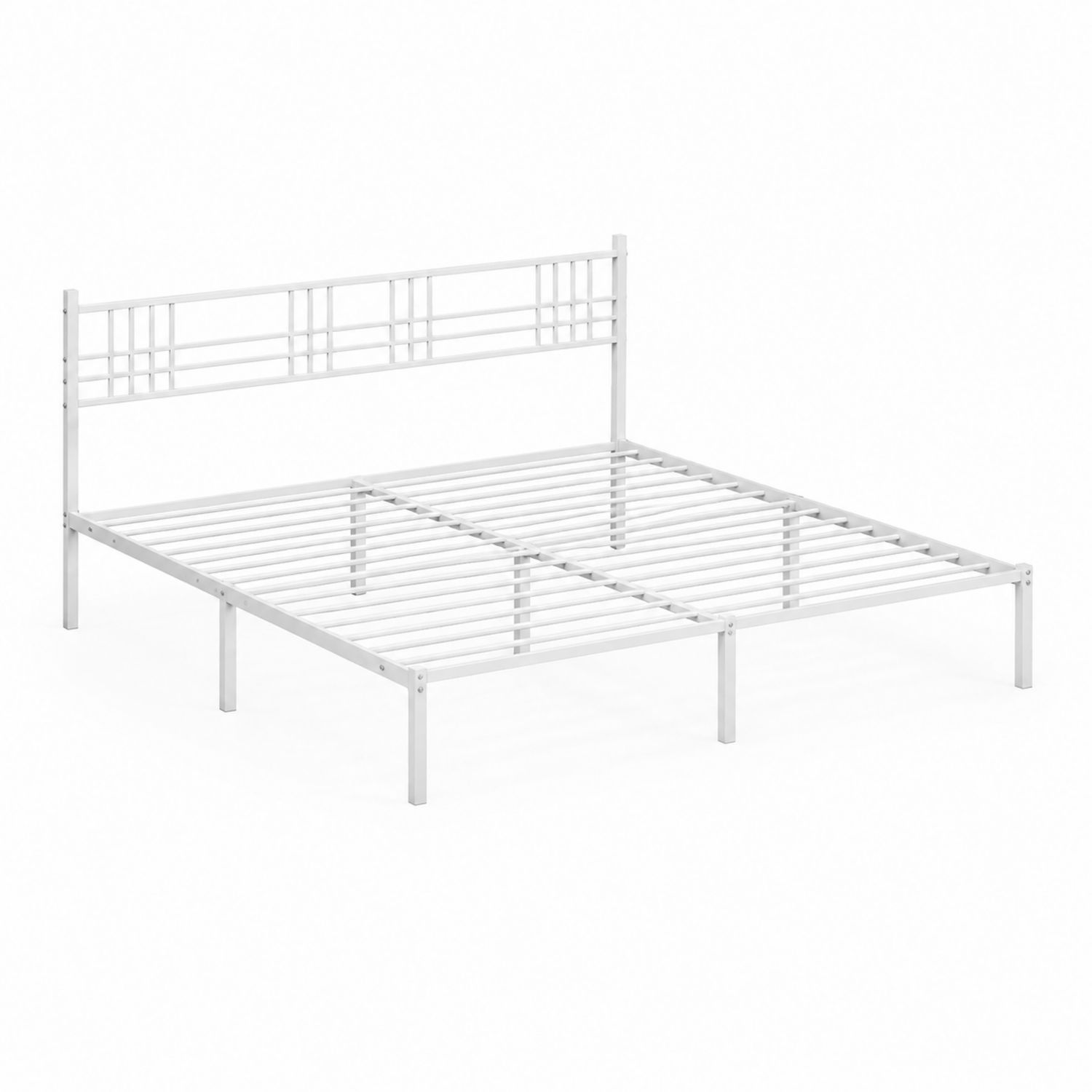 Letto Matrimoniale in Metallo Bianco 200x160 cm-arviler