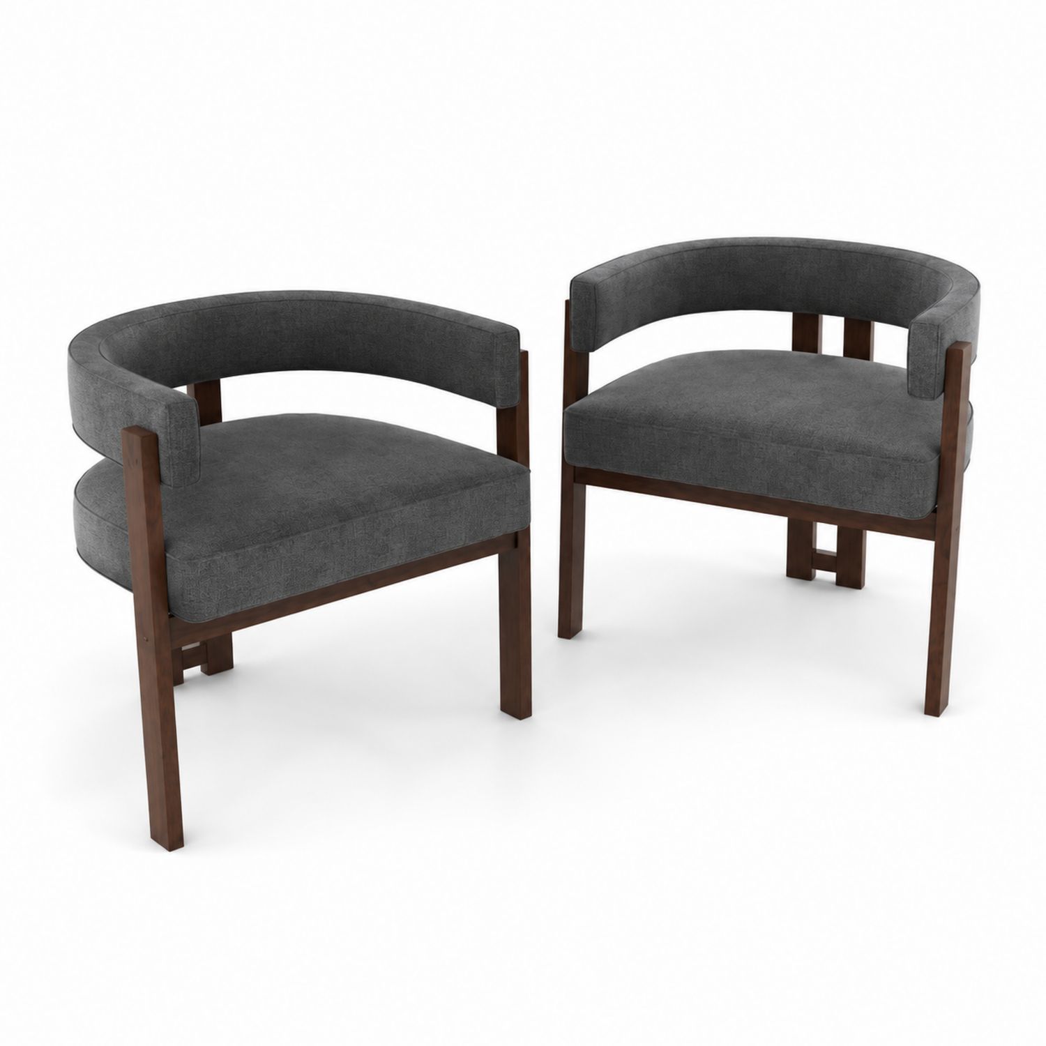 Set di 2 sedie ad arco in legno e tessuto grigio-arviler