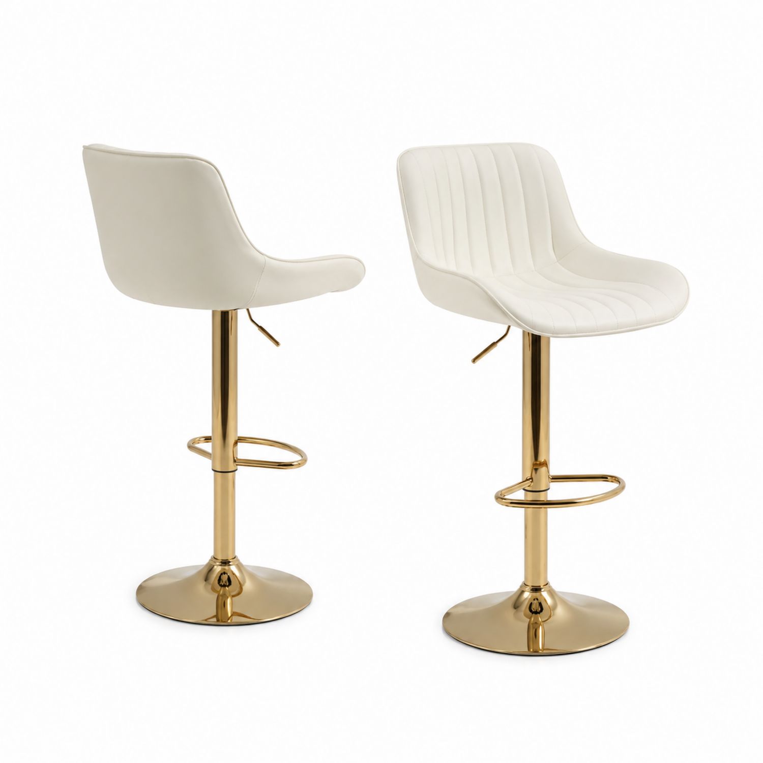 Set di sgabelli da bar in pelle sintetica bianca con base in metallo-arviler