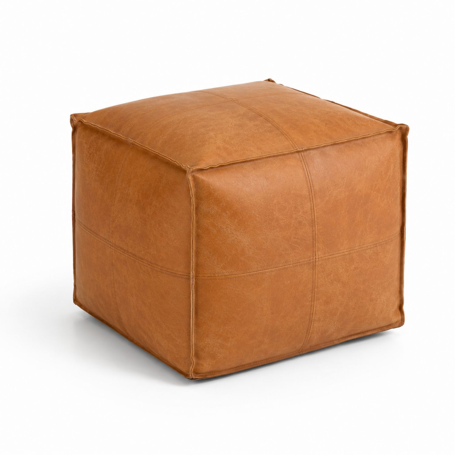 Pouf quadrato in pelle sintetica marrone 40x40x40 cm-arviler