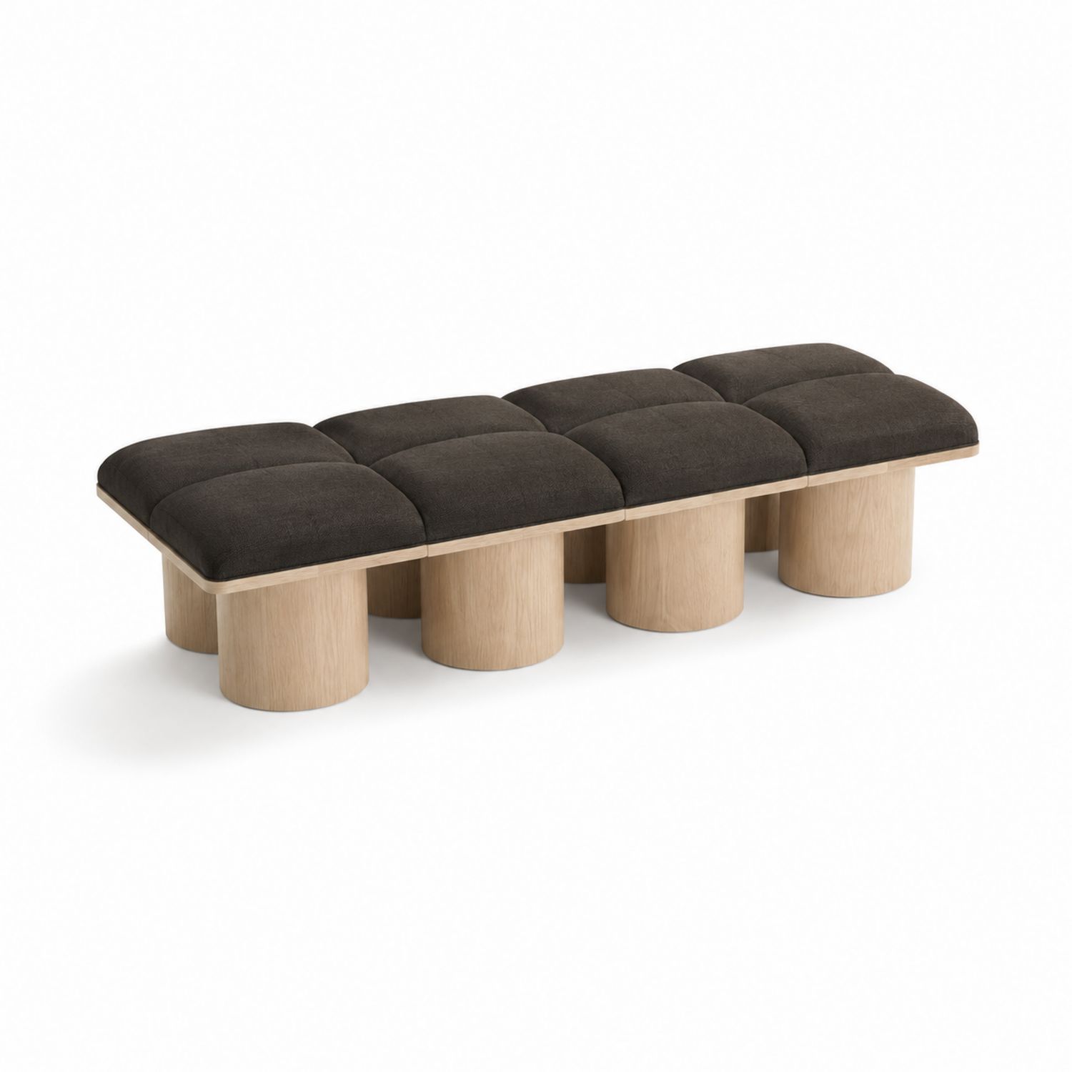 Panca in Legno di Rovere e Tessuto Marrone-arviler