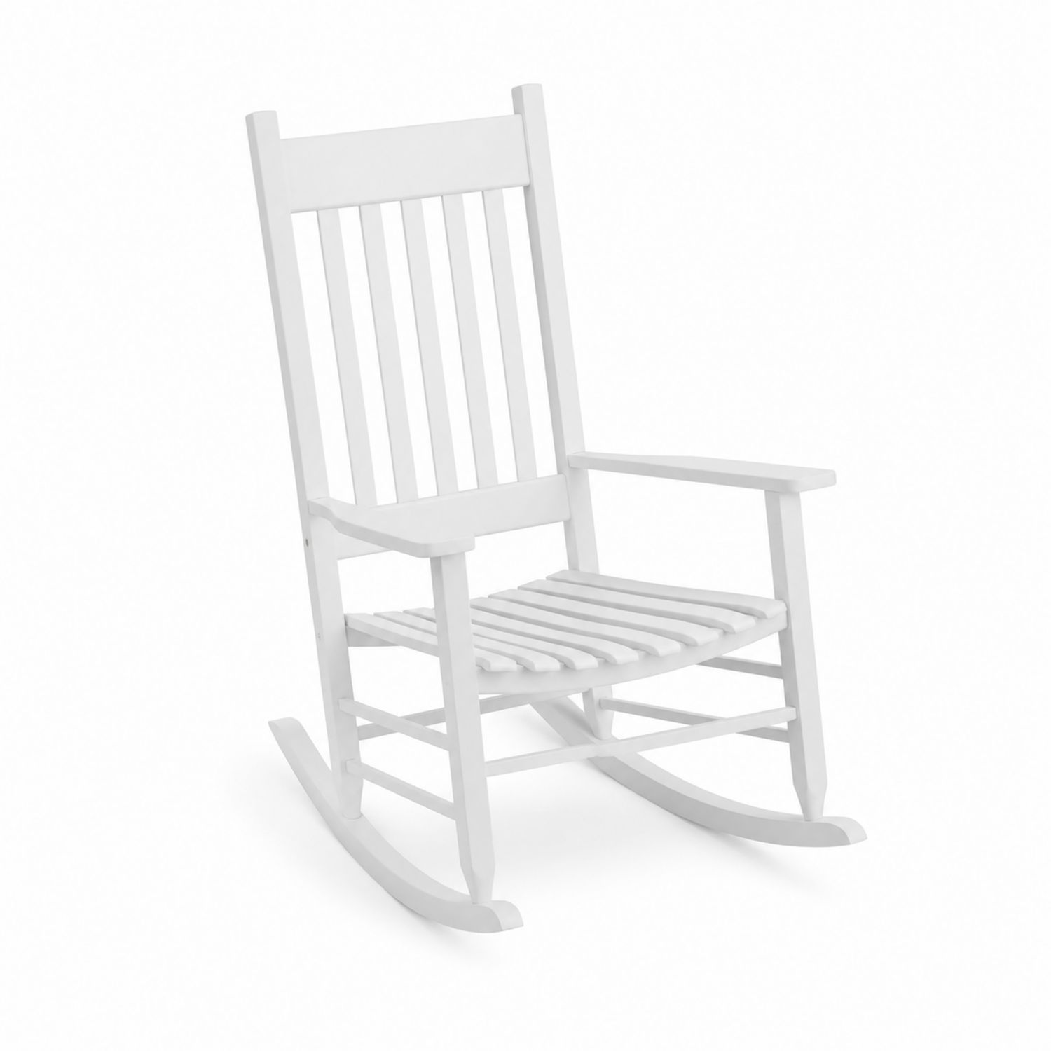 Sedia a dondolo in legno bianco-arviler