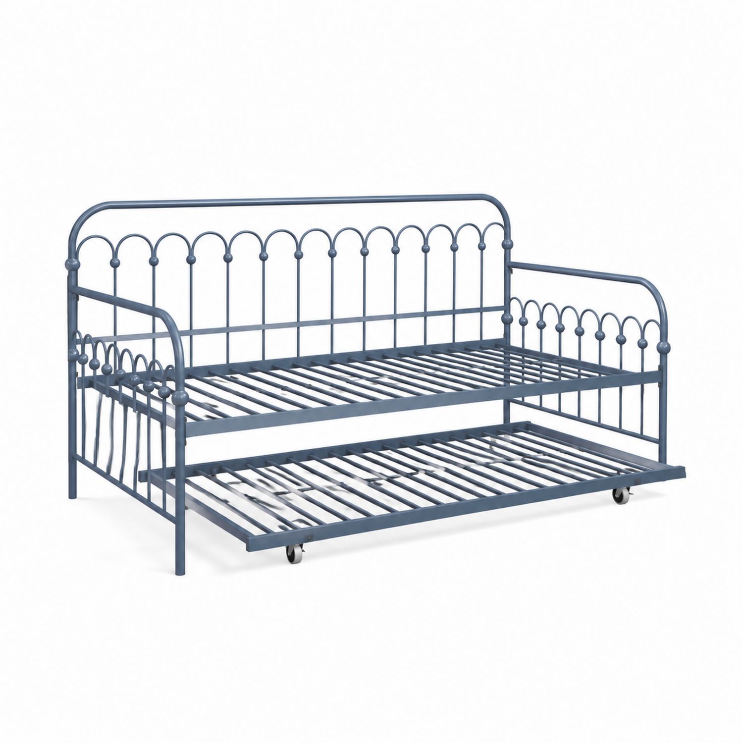 Letto Estraibile in Metallo Blu-arviler