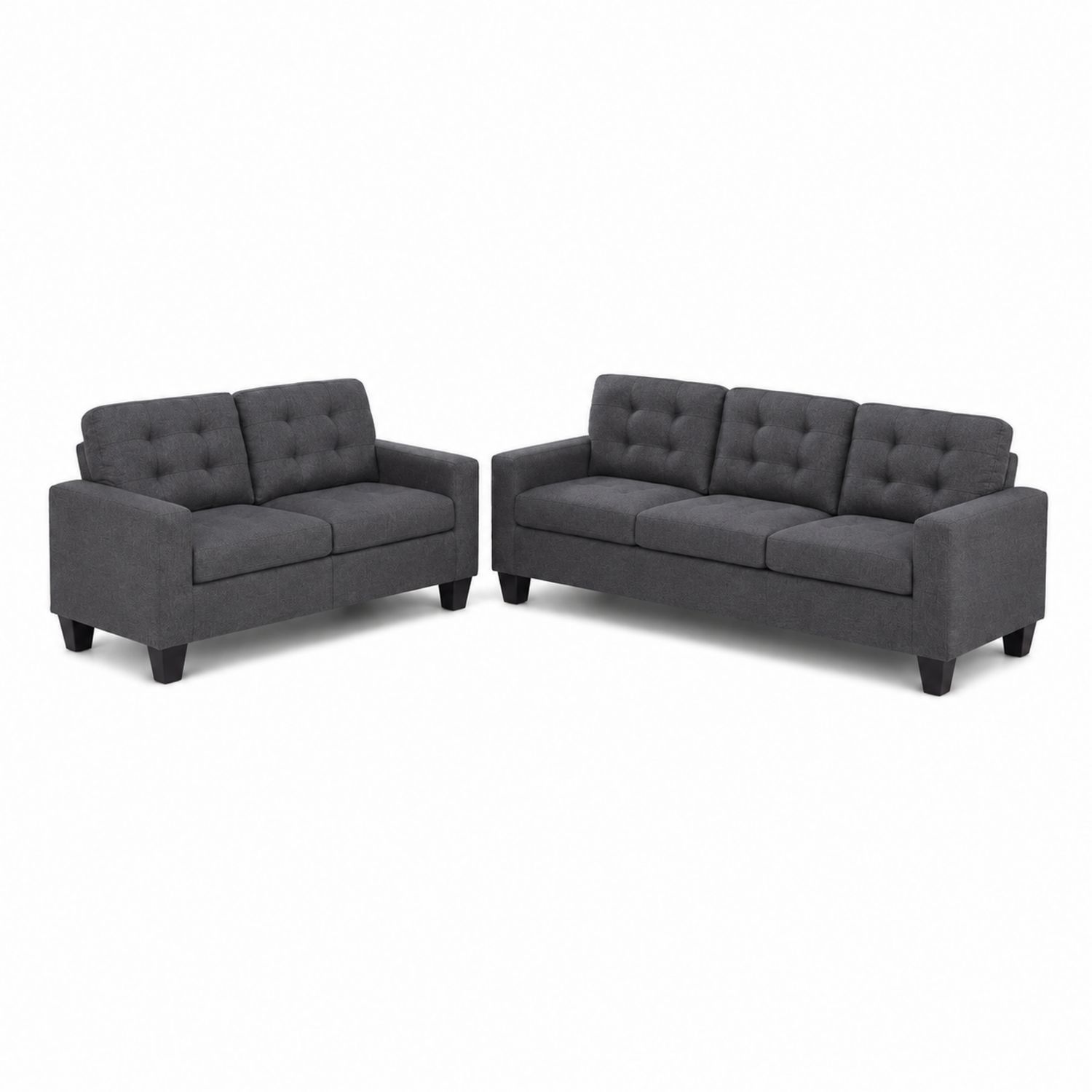 Set Divano 2 e 3 Posti Tessuto Poliestere Grigio-arviler